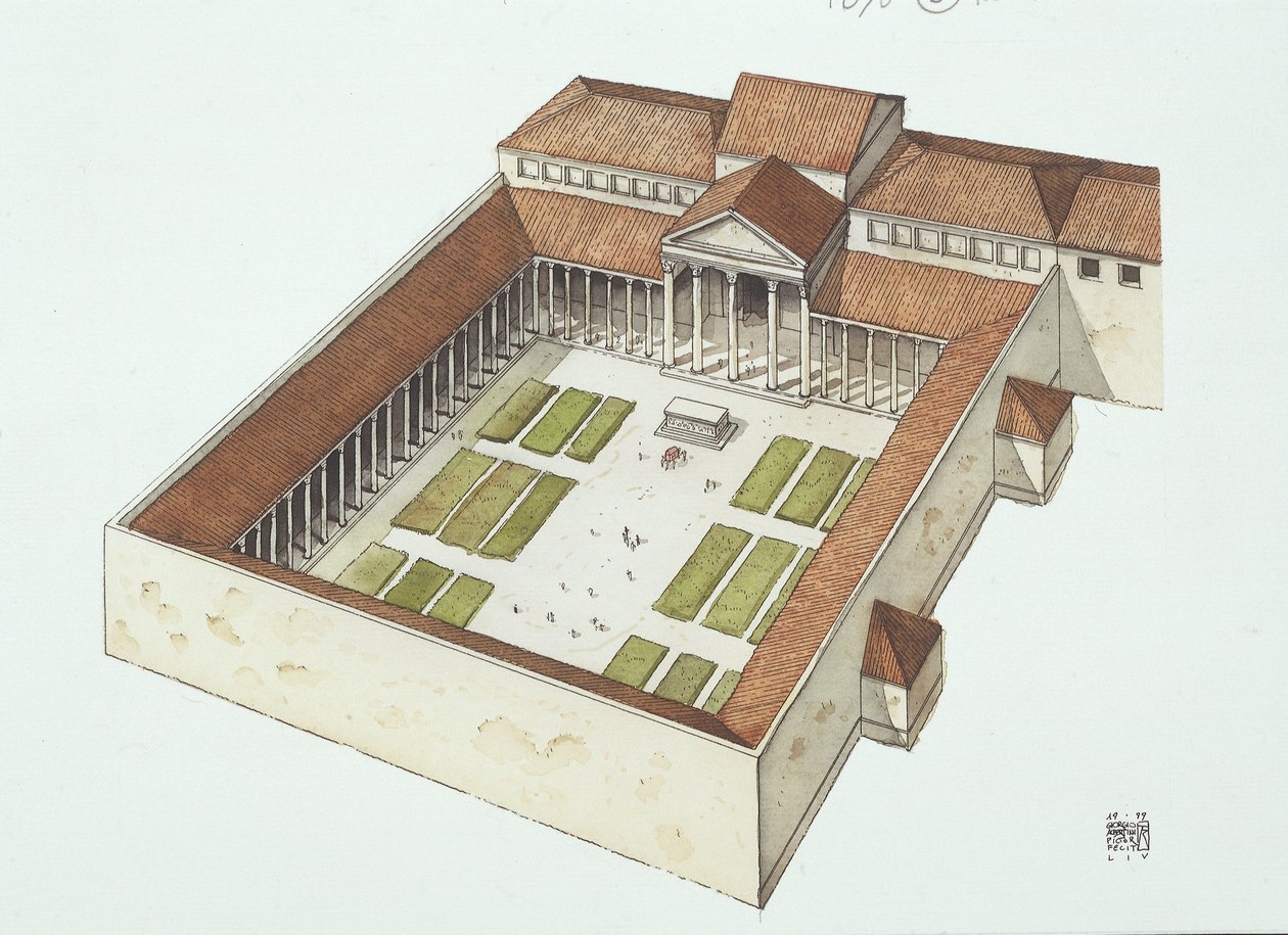 Titus Flavius Vespasianus által épített rekonstruált fórum (színes litó) alkotó: School Italian
