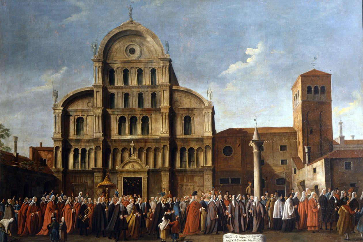 Velence. A dózse látogatása Szent Zakariásban a húsvéti ünnepen. Velence, Pinacoteca Querini – Stampalia. alkotó: School Italian