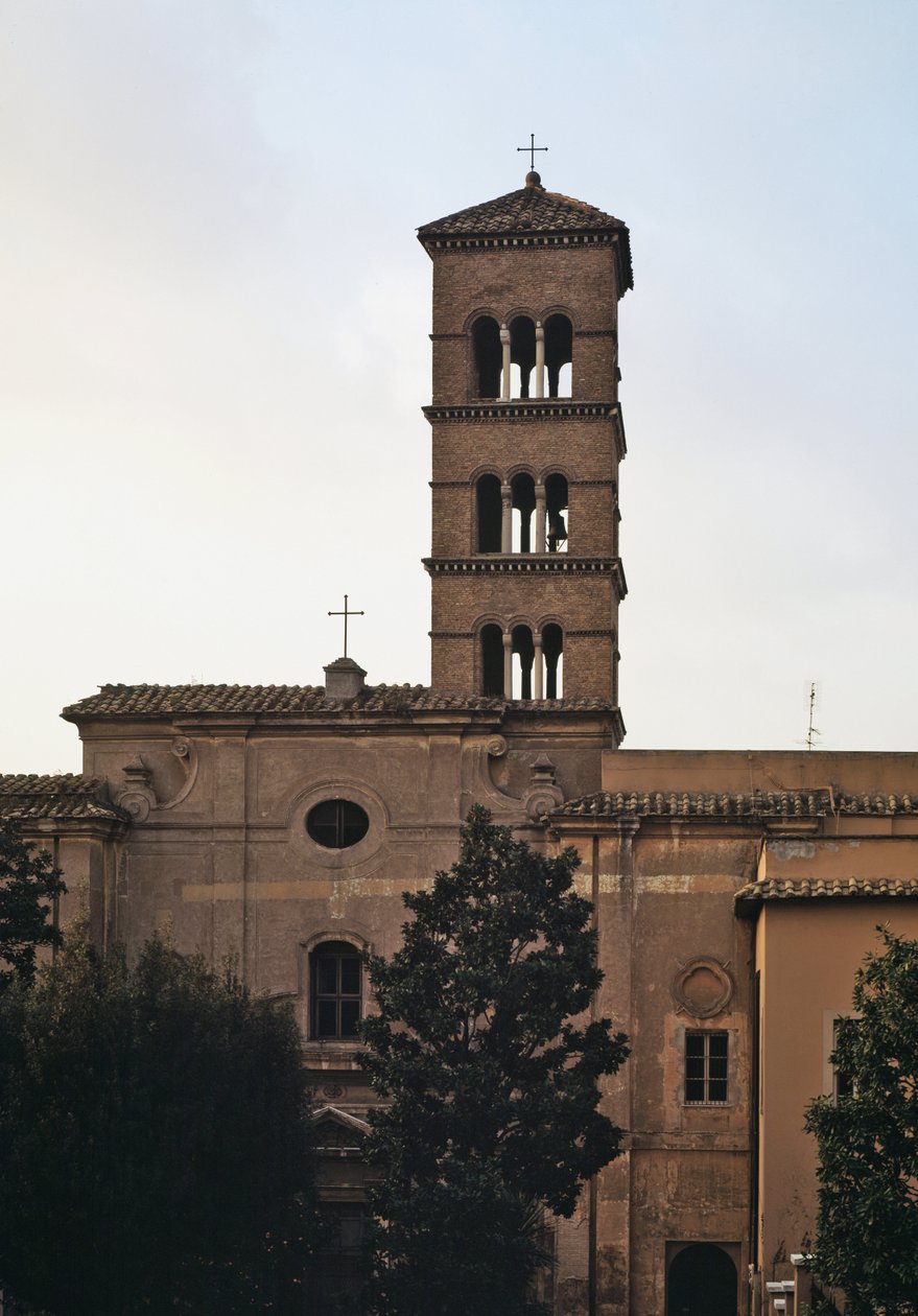 Kilátás a st Sisto vecchio templomra, 5-12. század alkotó: School Italian