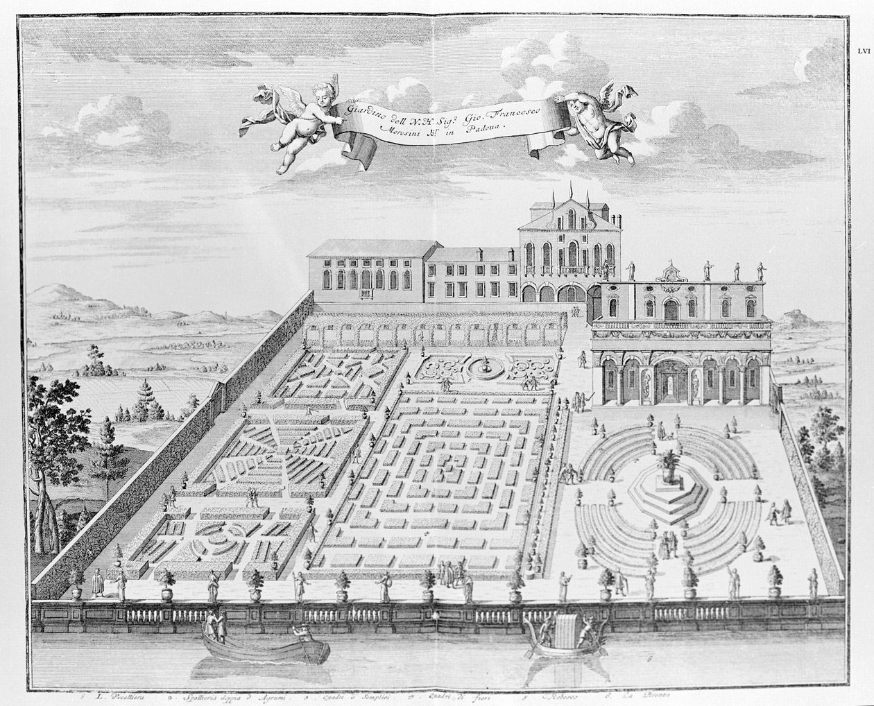 Villa Papafava A. Volkamer "Villák, kertek és táj Velencében" című művéből (metszet) alkotó: School Italian