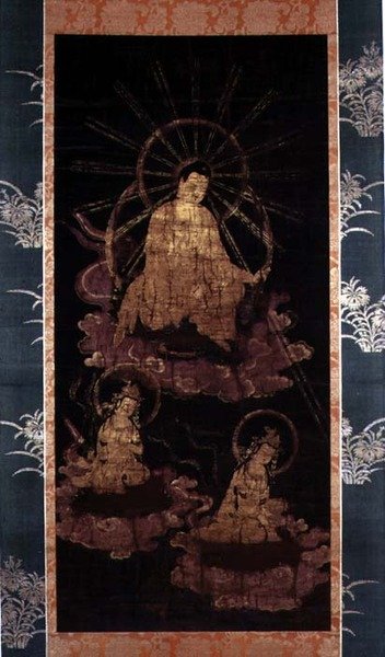 Buddha és Bodhiszattvák, Muromachi korszak (1393-1573) (festmény selyemre) alkotó: School Japanese