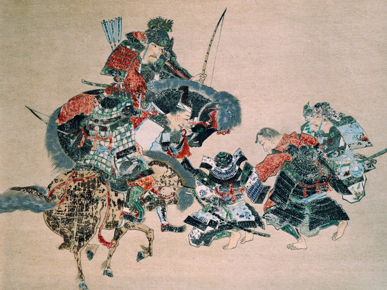Harc mongolokkal (akvarell papíron) alkotó: School Japanese