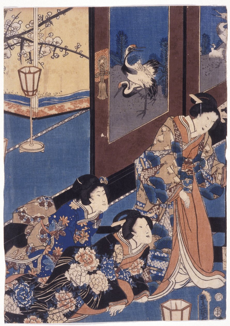 Furyu Azuma Genji (színes fametszet) alkotó: School Japanese