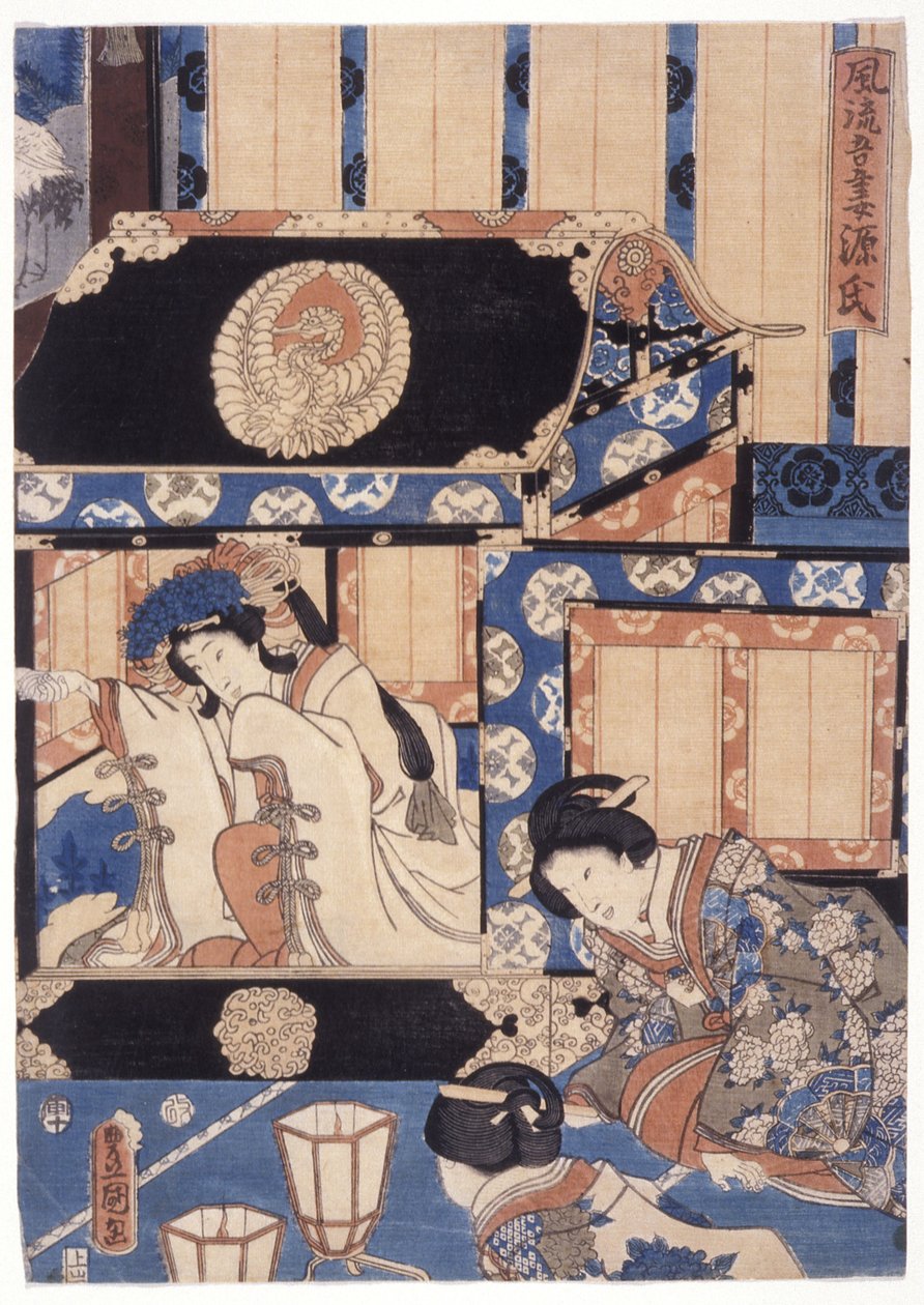 Furyu Azuma Genji (színes fametszet) alkotó: School Japanese