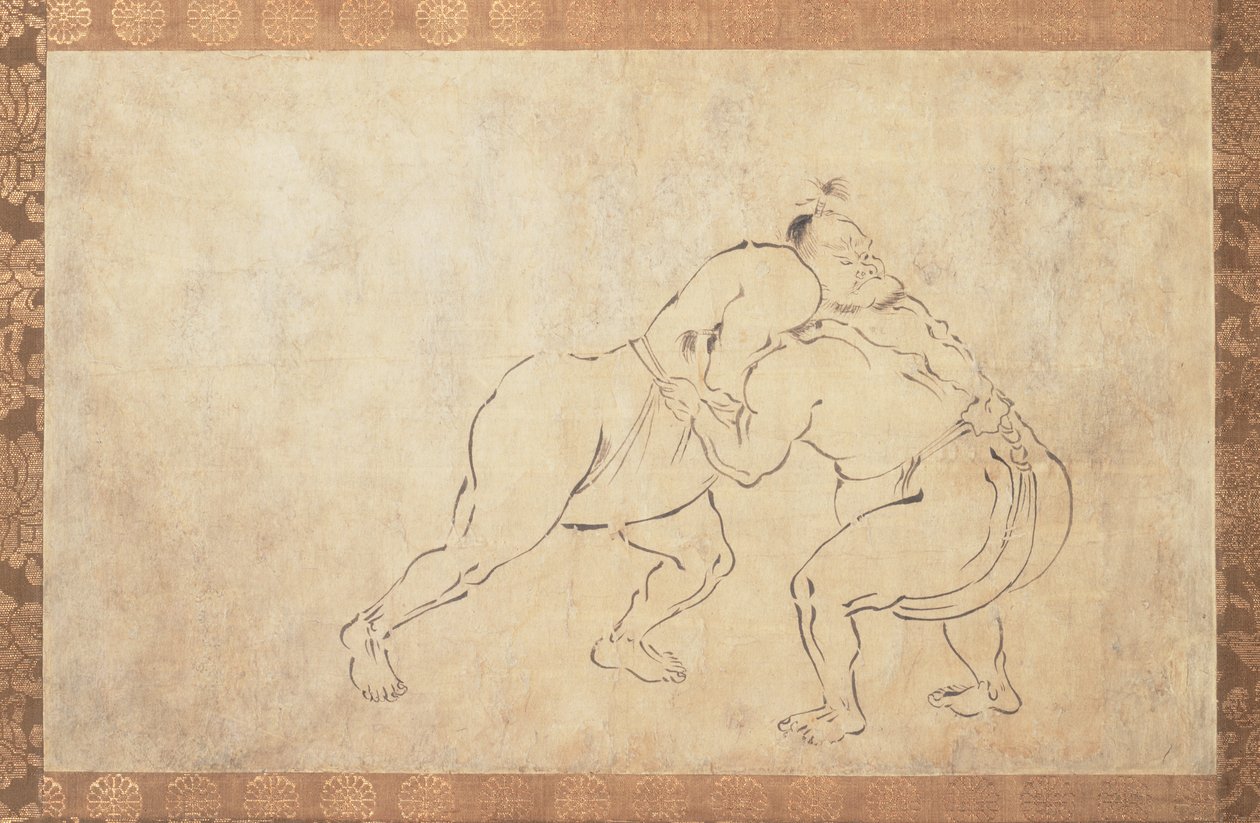 Szumó birkózók (Sumi tinta papírra) alkotó: School Japanese