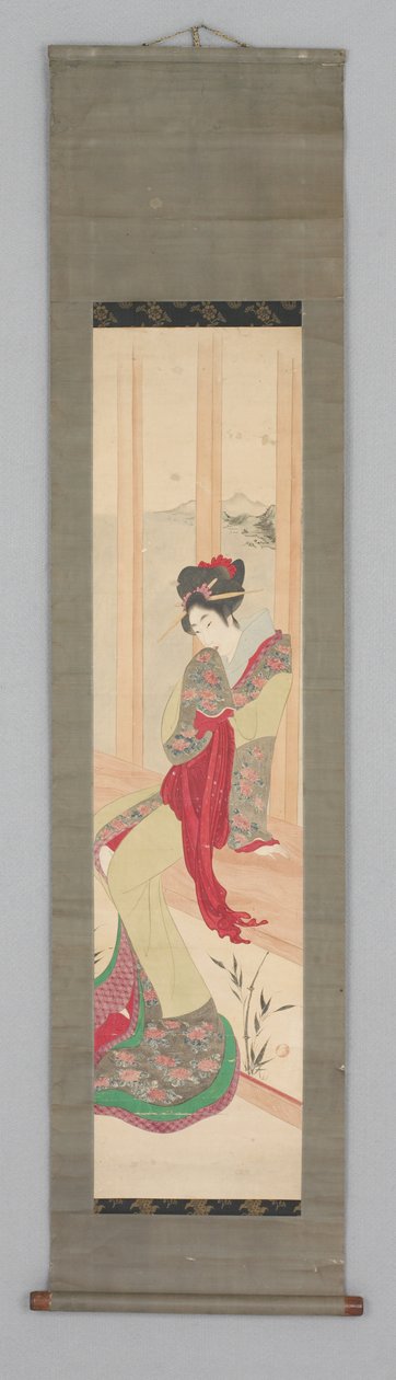 Nő az ablakon ülő ülésen (Kakemono) alkotó: Japanese School