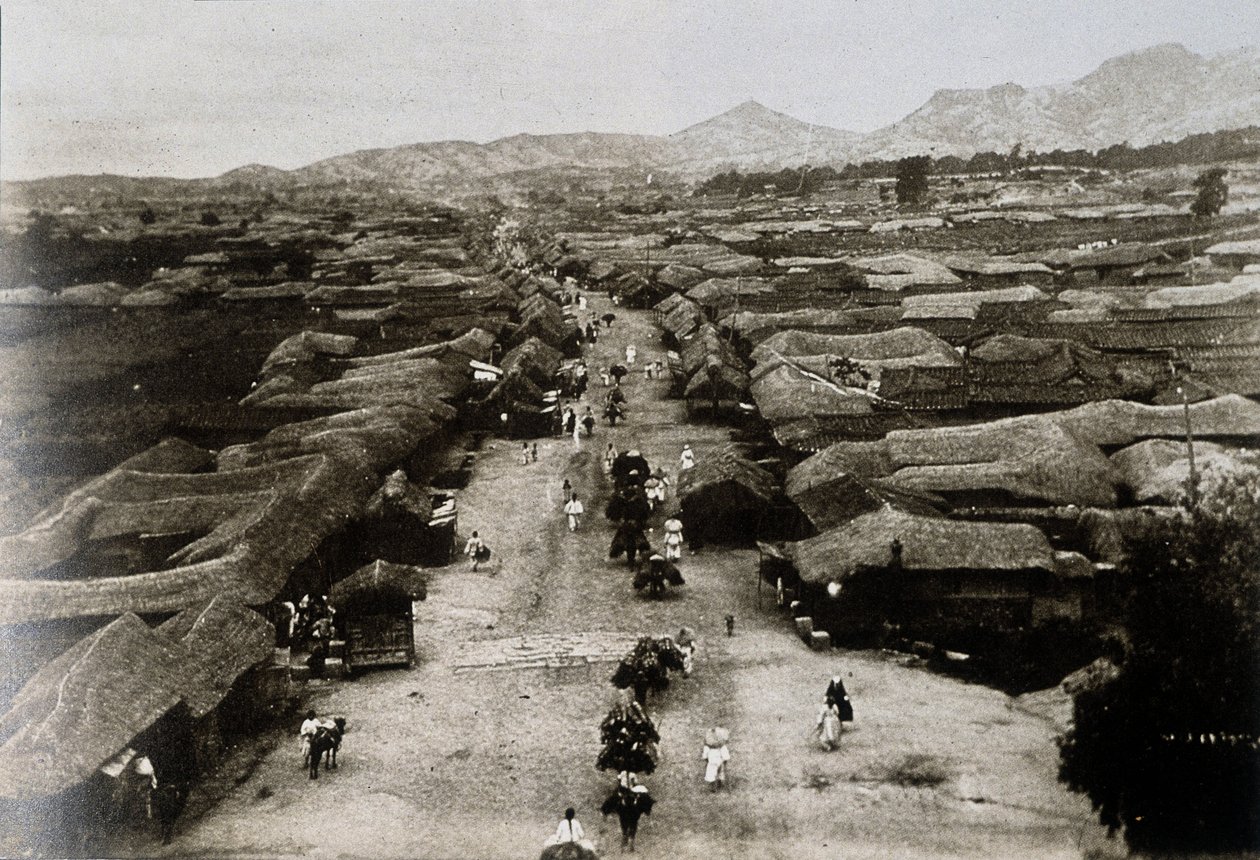Kilátás a Chongro sugárútra Szöulban, Korea fővárosában alkotó: School Korean