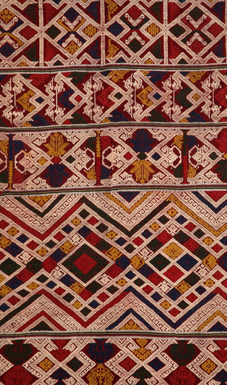Részlet egy phaa sabairól, amelyet Tai Nuea vagy Tai Daeng takácsok készítettek Hua Phanból, Laoszból (textil) alkotó: School Laotian