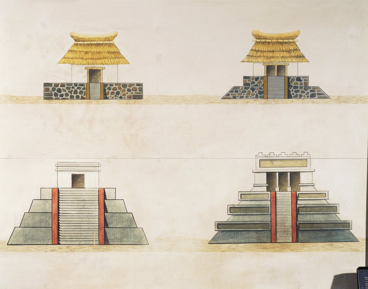 Tenochtitlan épületeinek történelmi rekonstrukciója (színes litó) alkotó: School Mexican