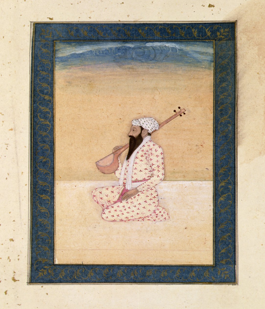 Egy szakállas tambura lejátszó, a Large Clive albumból alkotó: School Mughal