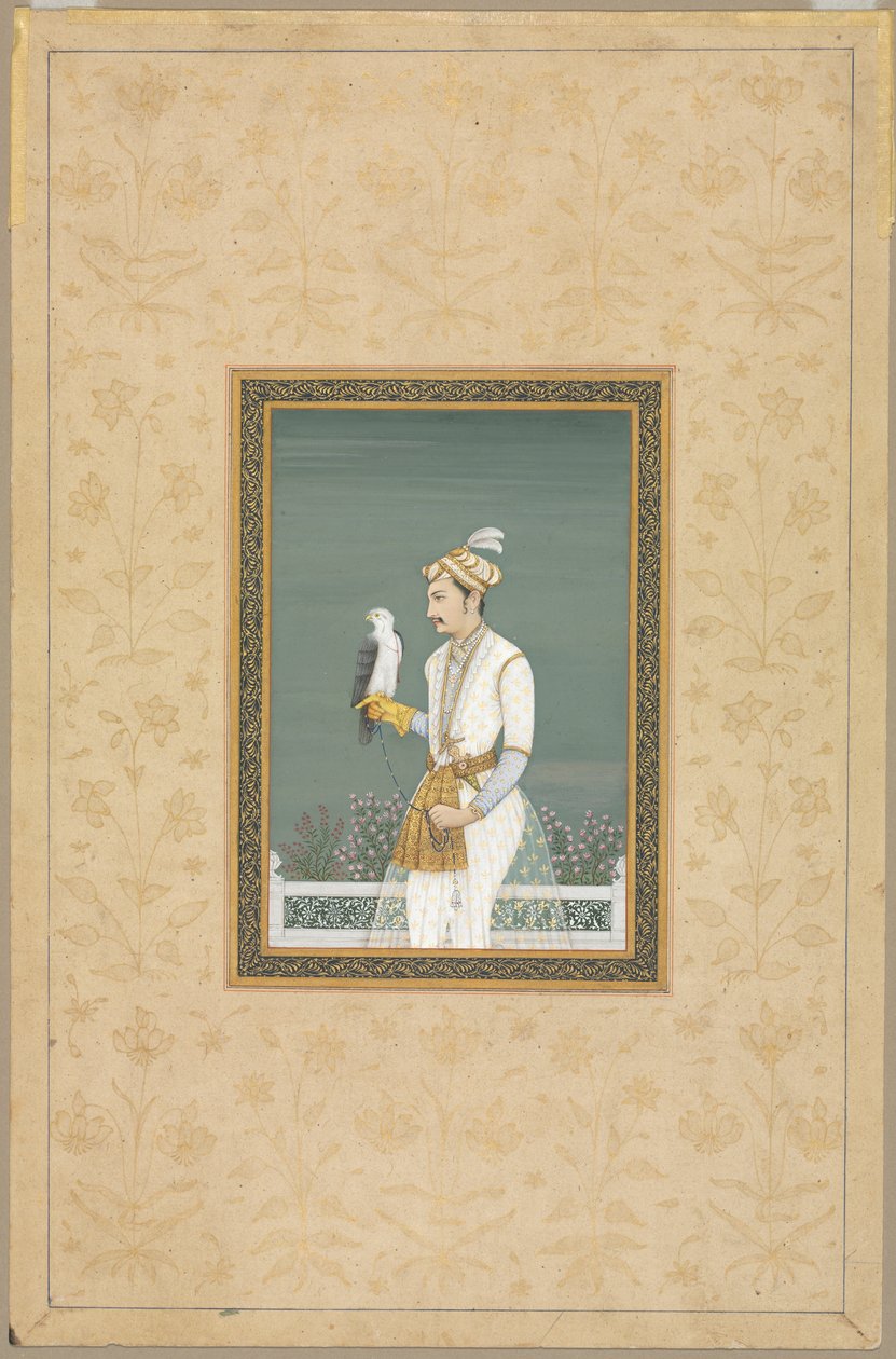 Egy herceg portréja egy sólyommal alkotó: School Mughal