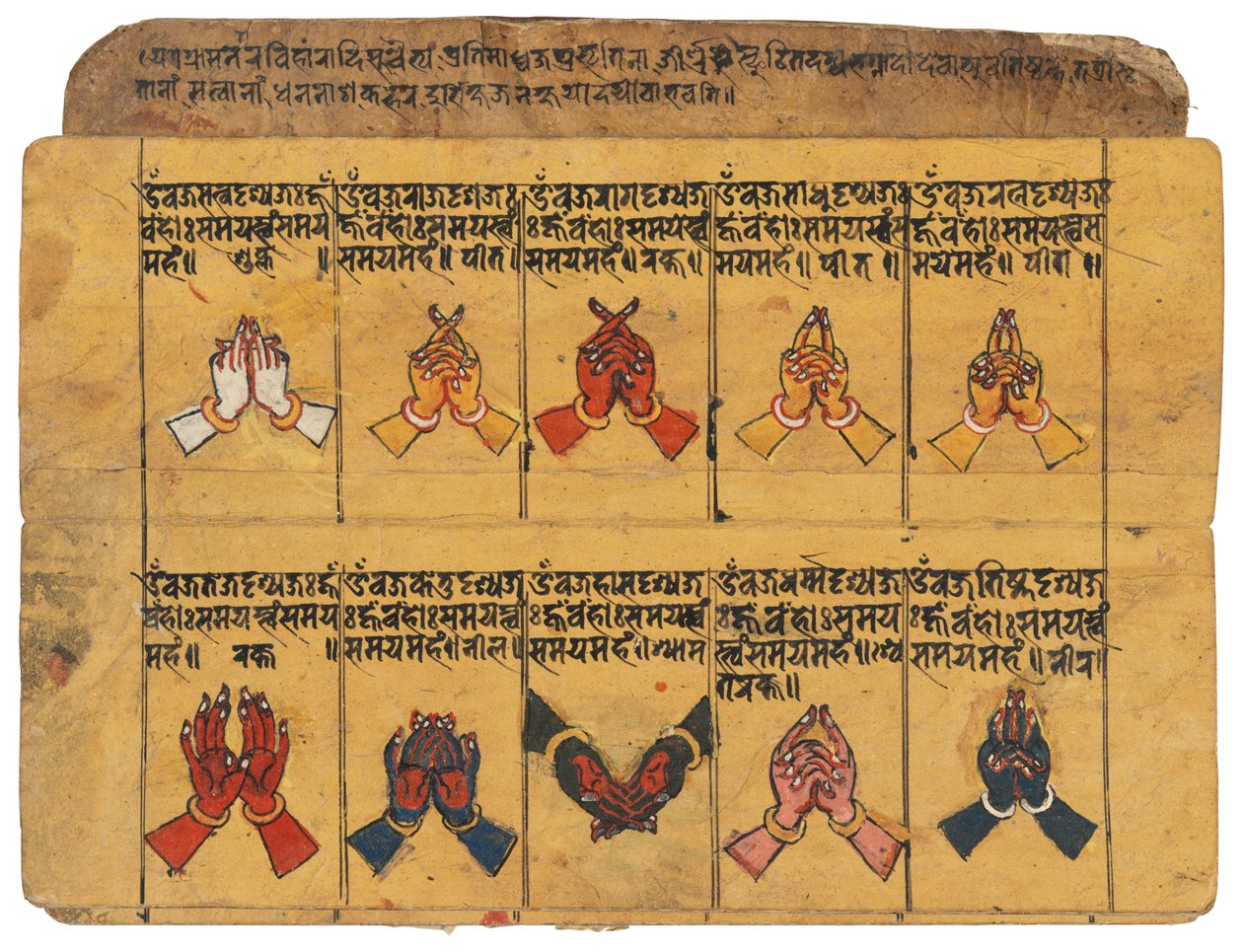 Egy Thyasapu kézirat a mudrák ikonográfiai illusztrációival, Nepál alkotó: School Nepalese