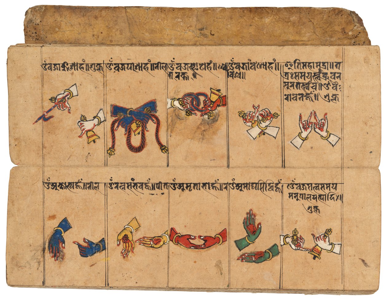 Egy Thyasapu kézirat a mudrák ikonográfiai illusztrációival, Nepál alkotó: School Nepalese