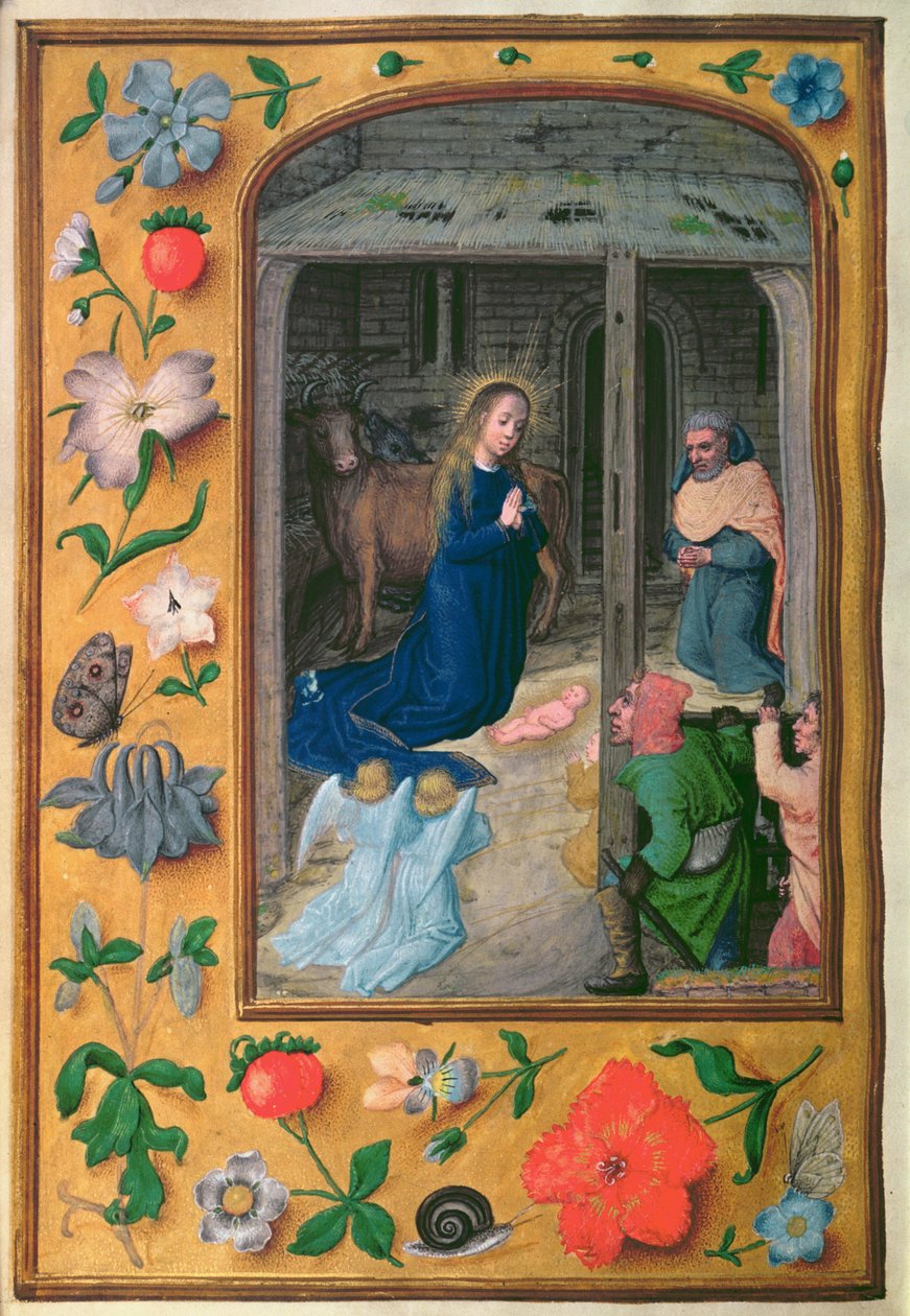 Adja hozzá a 35314 f.25v betlehemet, a Book of Hours, Bruges, c.1510-20 (vellum) alkotó: School Netherlandish