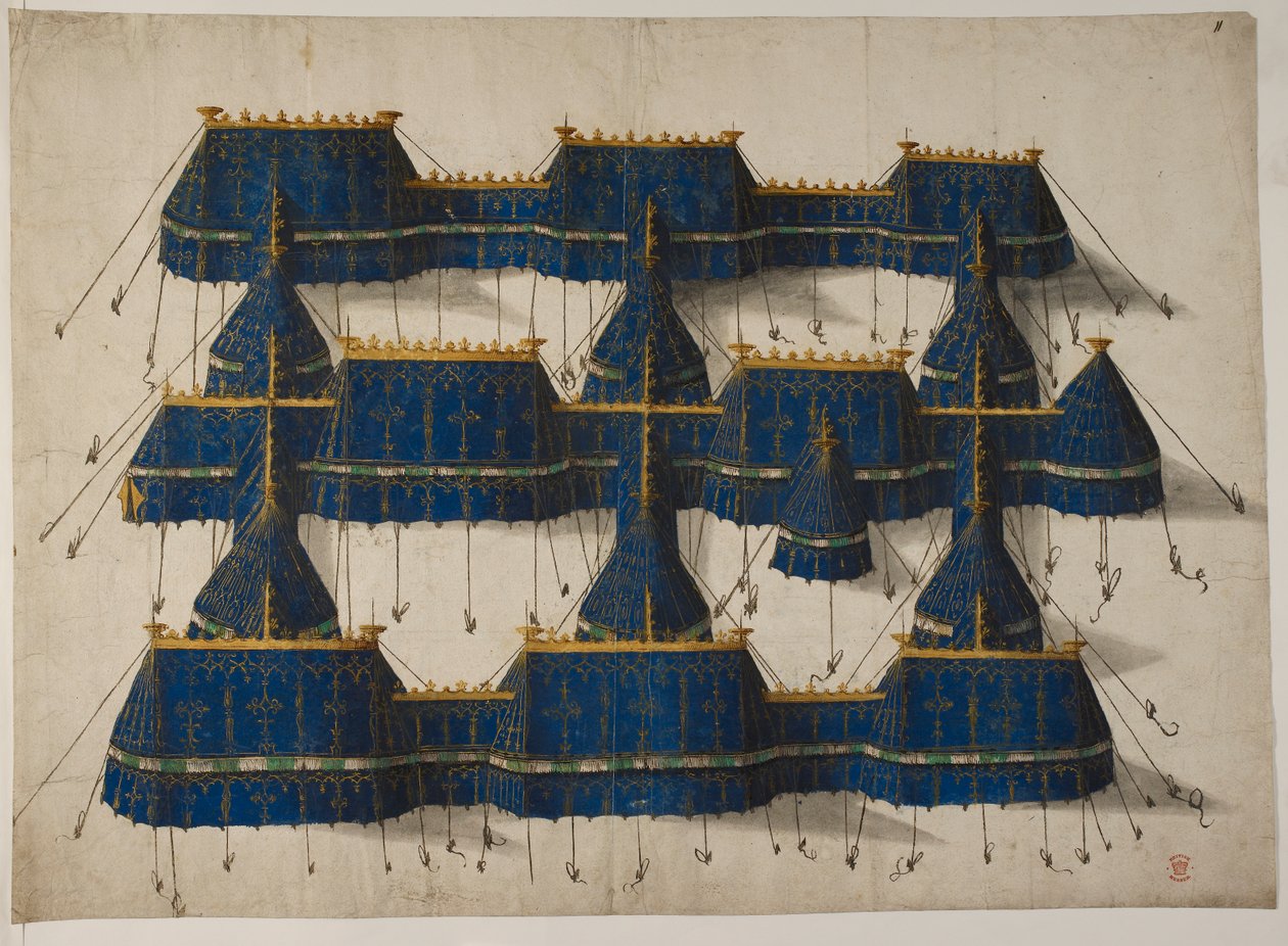 Királyi pavilon design kék és arany színben, 1520 körül (vellum) alkotó: School Netherlandish