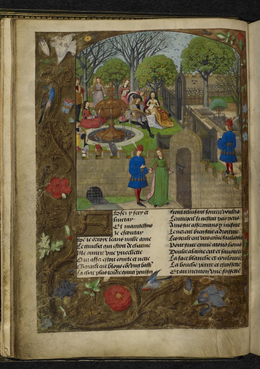 Harley 4425 f. 12V Garden of Pleasure (vellum) alkotó: School Netherlandish