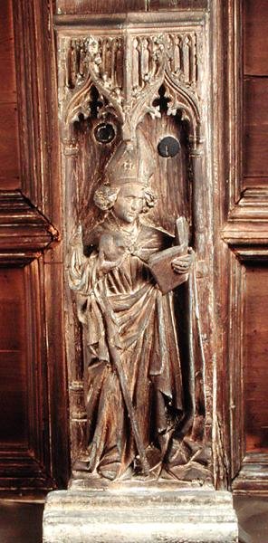 Szent Ambrus, az egyház négy latin atyjának egyike (fa) alkotó: School Netherlandish