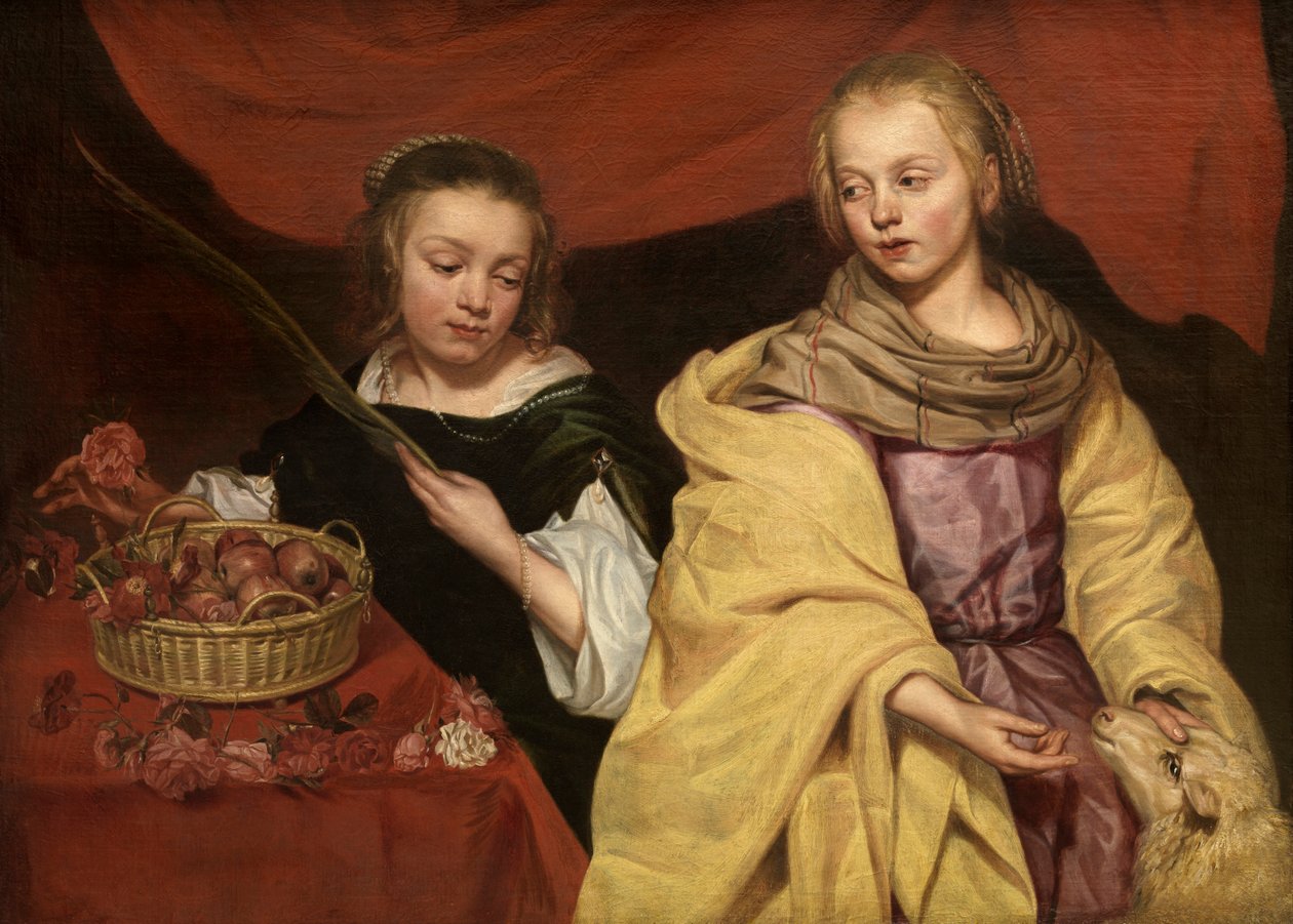Római Ágnes és Cézárei Dorothea szentek (olaj a táblán) alkotó: School Netherlandish