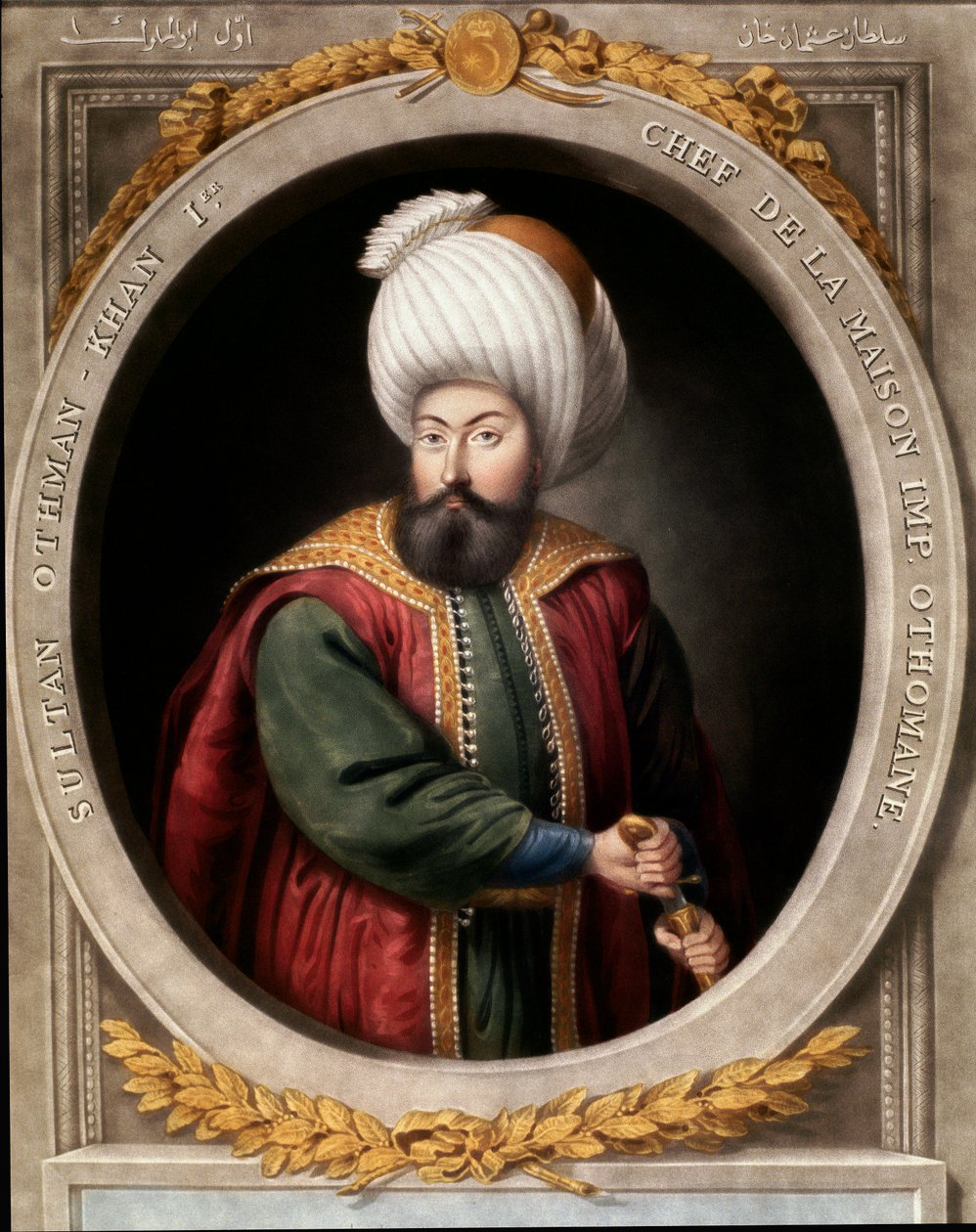 Oszmán Birodalom: I. Oszmán első oszmán szultán (1299-1326) portréja. Topkapi Sarayi Isztambuli Könyvtár alkotó: School Ottoman
