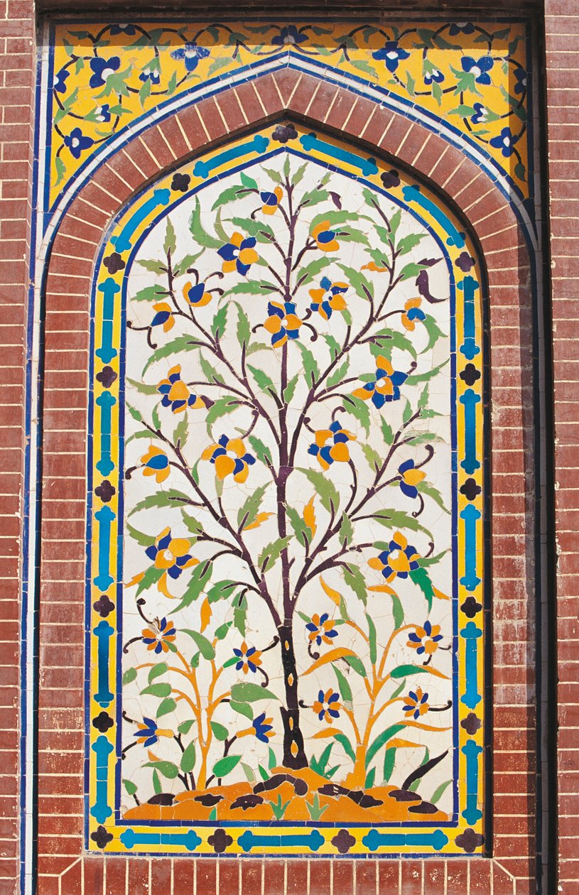 Virágzó fa, Majolica díszítés, Wazir Khan mecset (17. század), Lahore, Punjab, Pakisztán alkotó: School Pakistani
