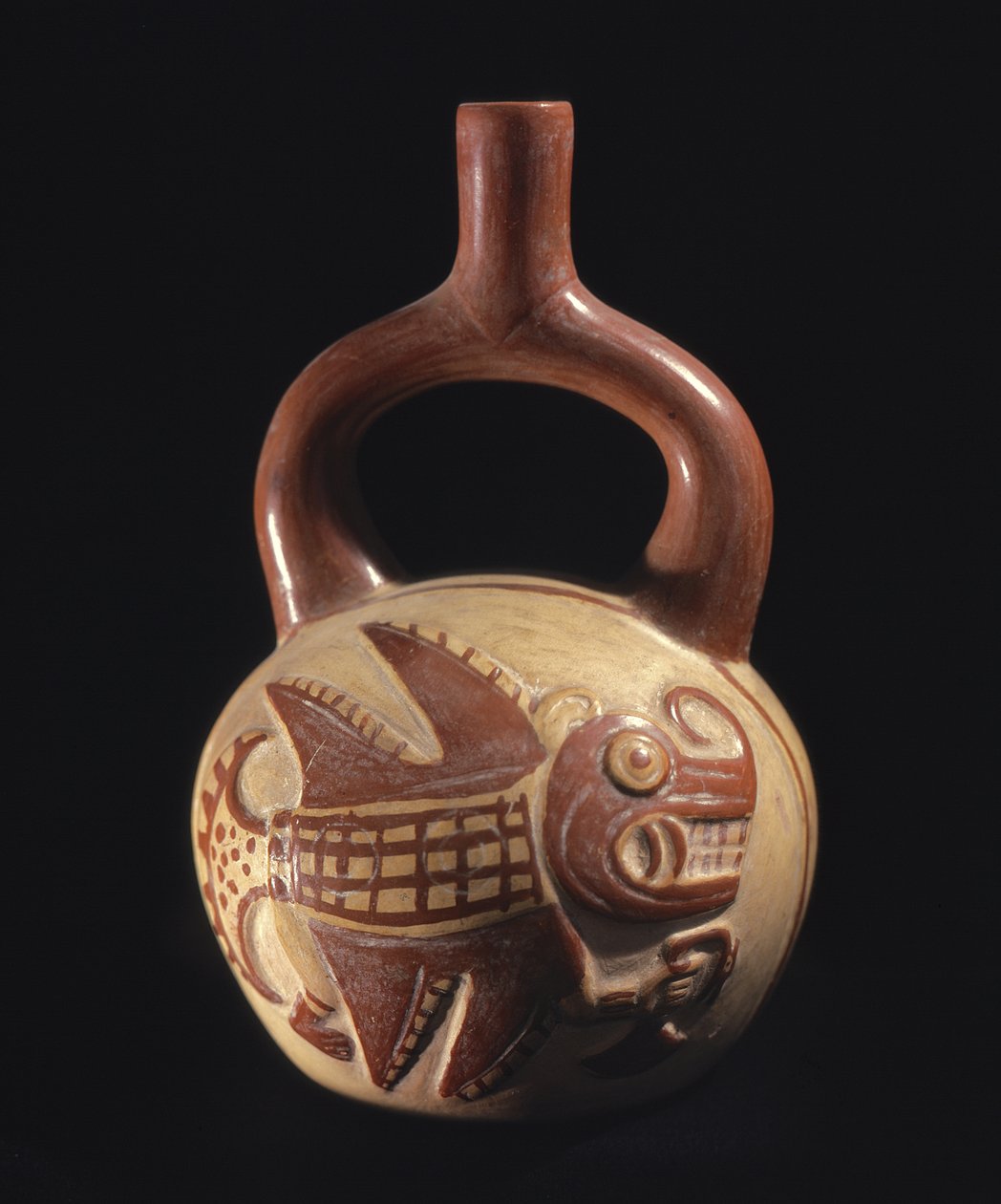 Váza hal designnal, Mochica, 200-800AD,(kerámia) alkotó: School Peruvian