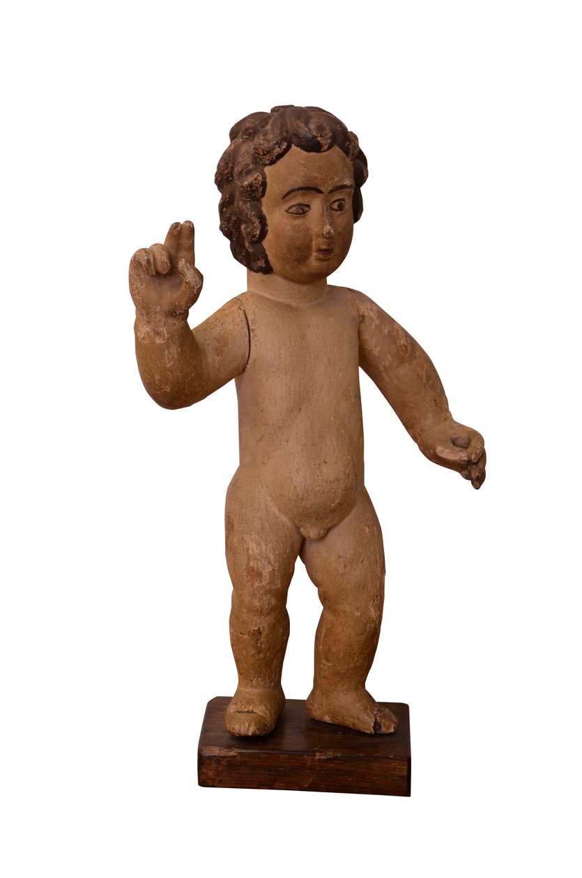 Faragott fából készült szobor Krisztus Gyermekéről, 1800 körül (fa) alkotó: School Portuguese