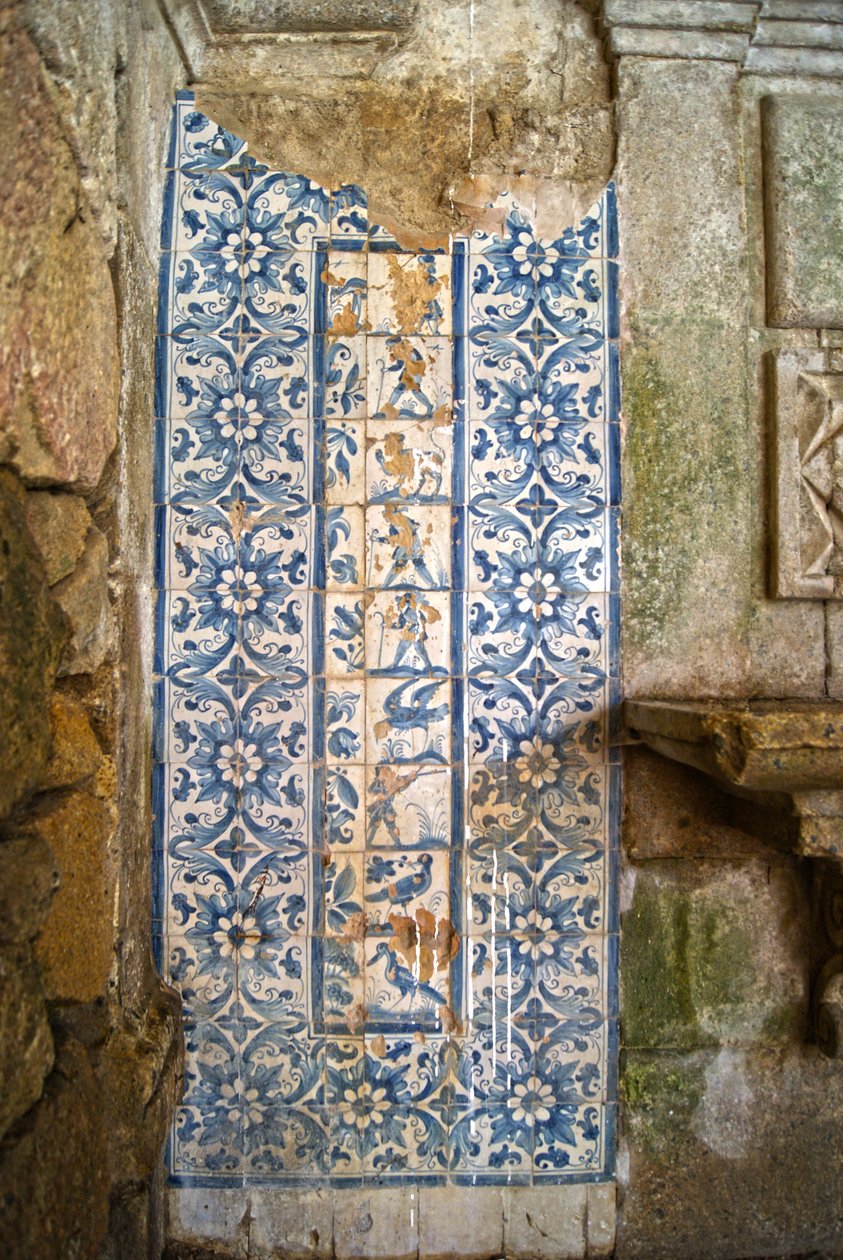 Vadászjeleneteket ábrázoló panel, Tarouca, Portugália (kerámialapok) alkotó: School Portuguese