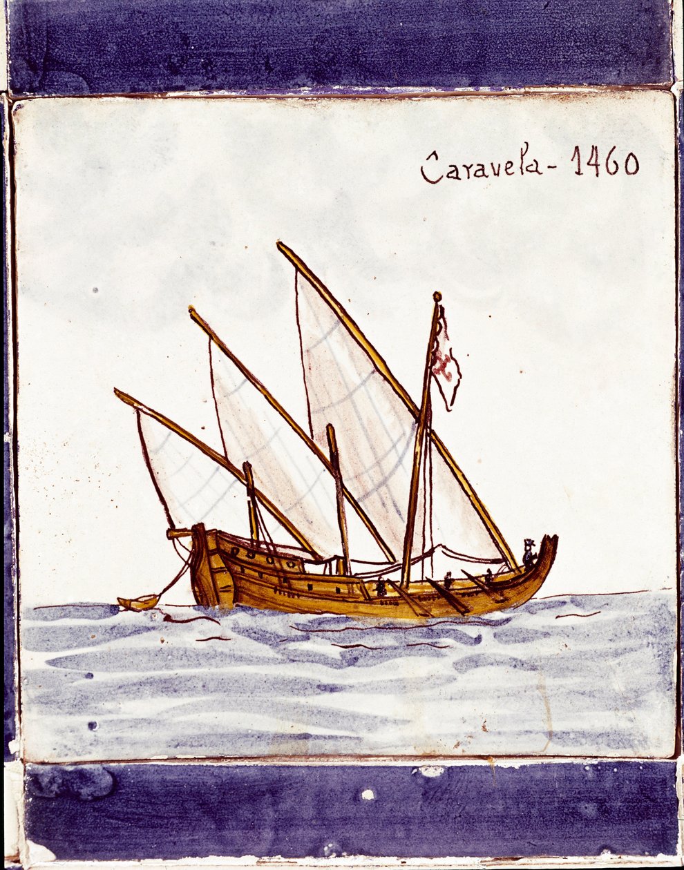 A portugál flotta karavellája (Rajz kerámiára (azulejo)) alkotó: School Portuguese