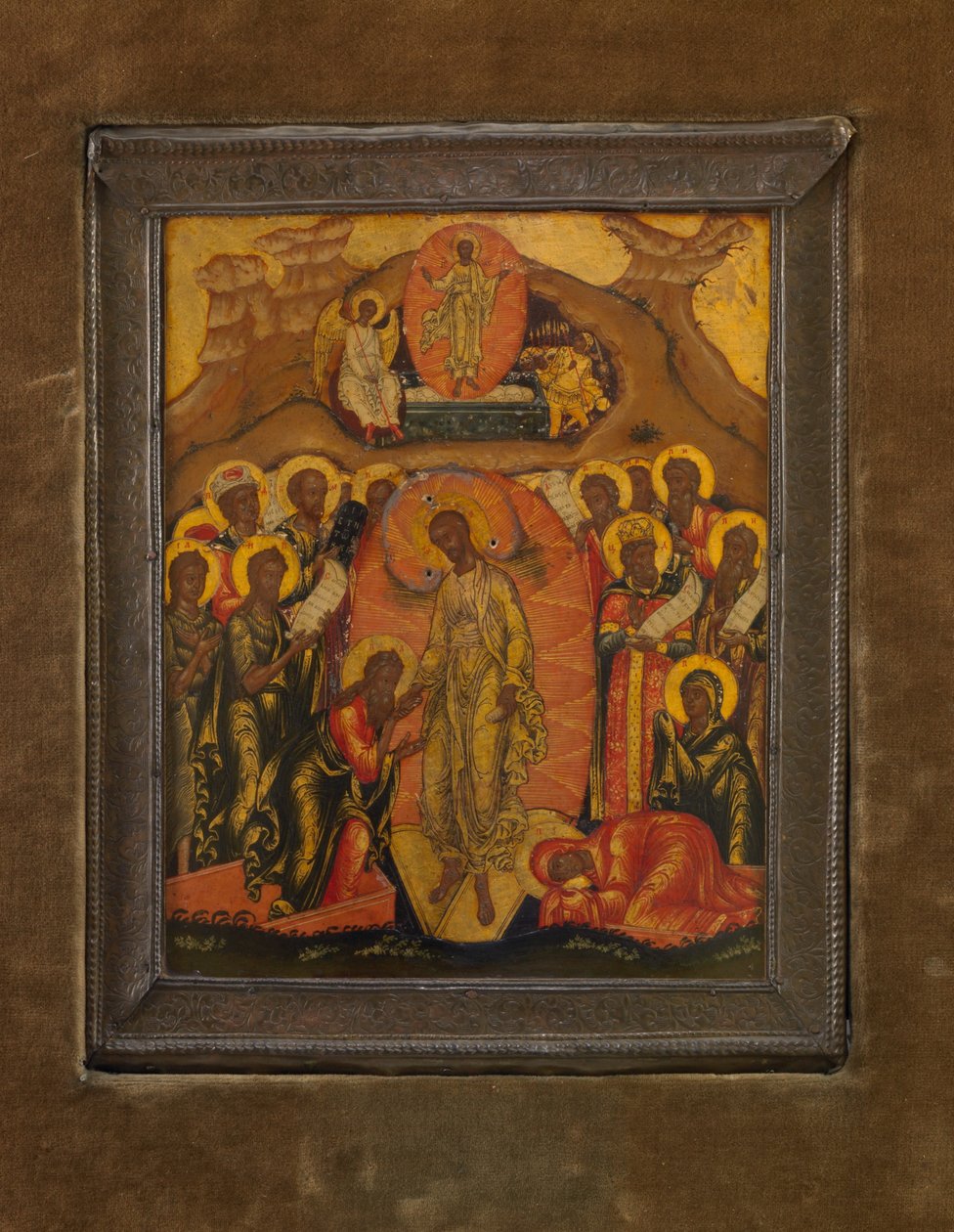 Anastasis (A pokol elszántása), 1650-70 körül (arany levél és tempera, fa) alkotó: School Russian