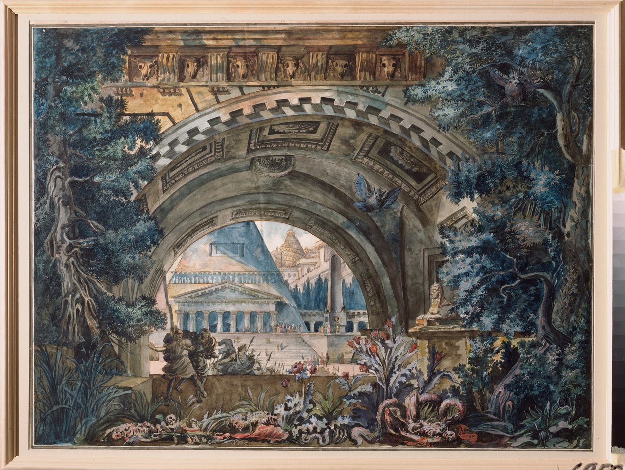Bárka. Előkészítő dekoráció egy színdarabhoz. Orosz mester munkája, tempera vászonra alkotó: School Russian