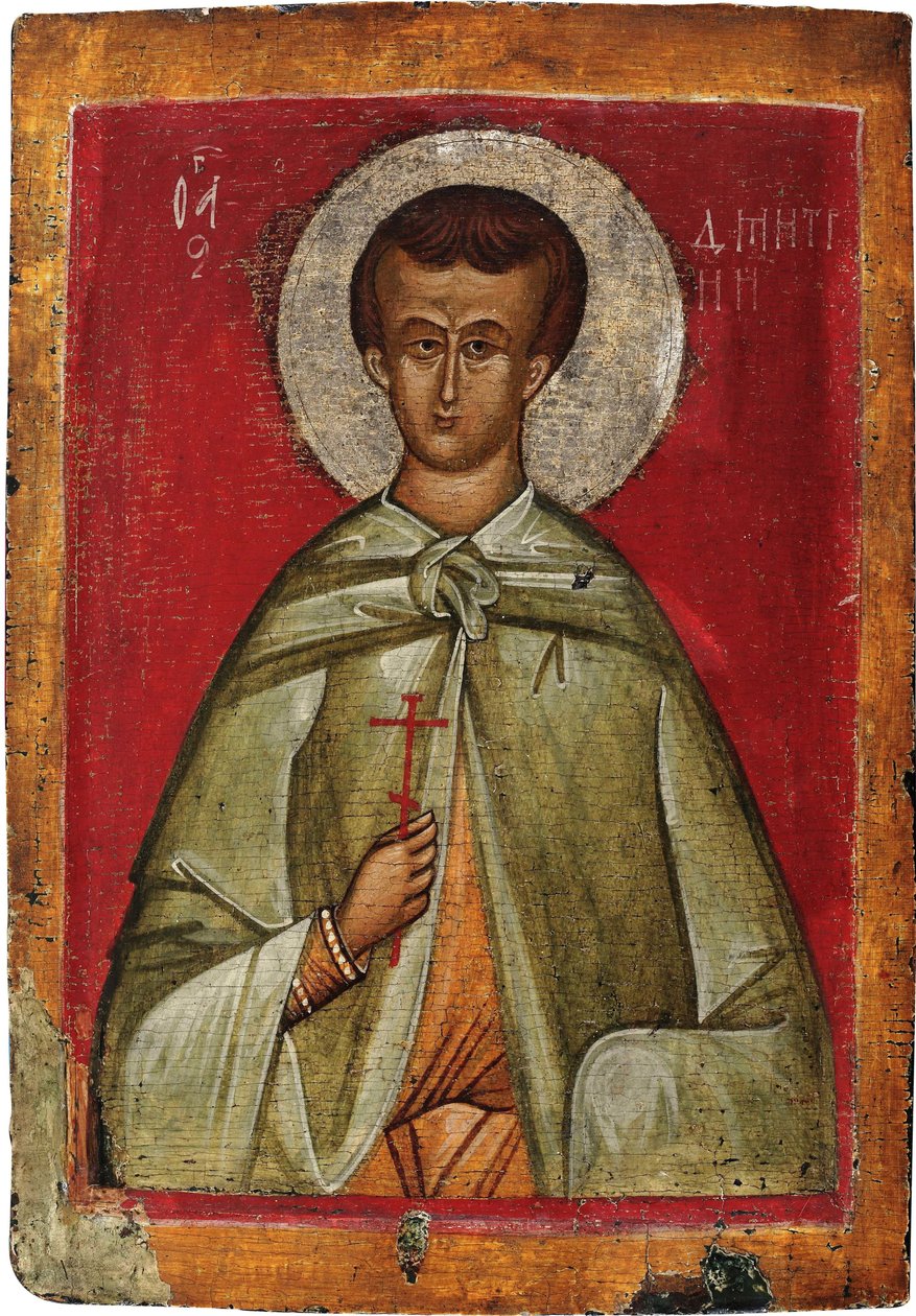 Demetrios de Thessalonique (Dimitrios, Dimitri ou Demetre, mártír vers 306) - Szaloniki Szent Demetrius - orosz ikon. Tempera a panelen alkotó: School Russian