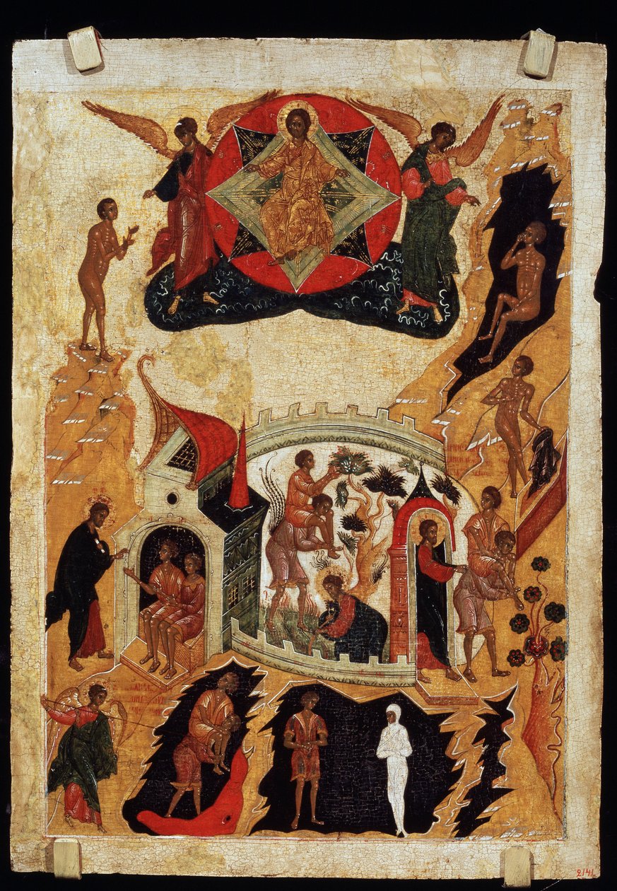 ""A sánták és vakok példázata"" orosz ikon. Festmény 1550 körül. Állami Orosz Múzeum Szentpétervár alkotó: School Russian
