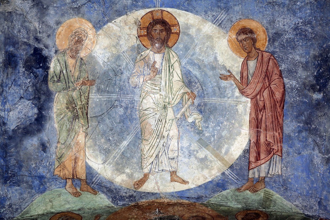 La Transfiguration de Christ- Jézus színeváltozása - Ősi orosz freskók - 12. század - Freskó - Mirozhsky kolostor, Pszkov alkotó: School Russian
