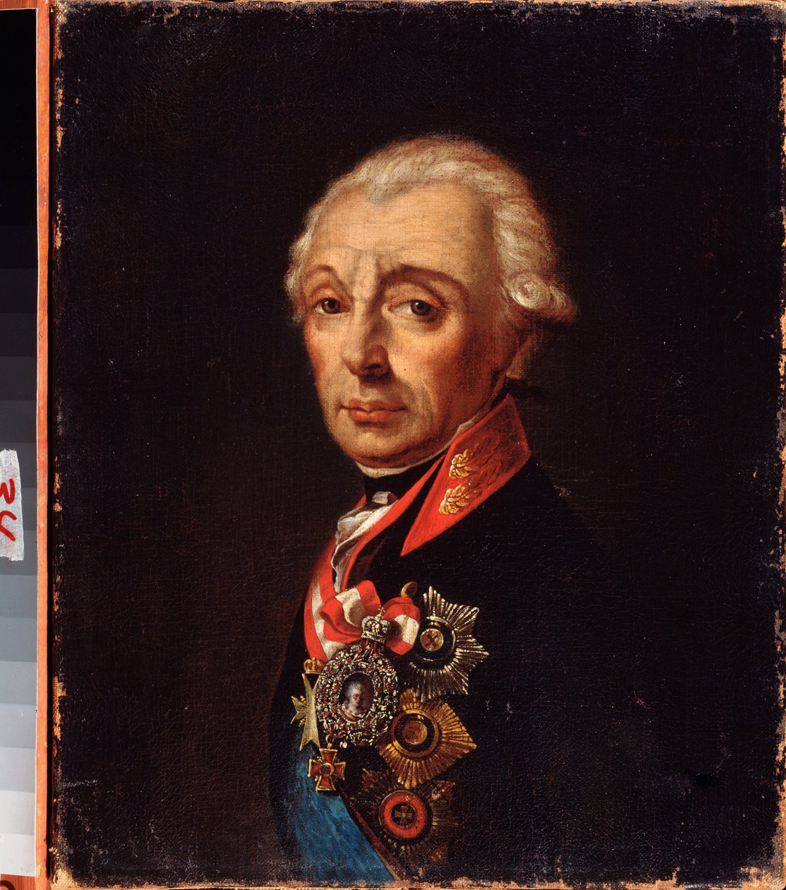 Alekszandr Szuvorov generalisszimo marsall (1729-1800) portréja. Orosz mester festménye, olaj, vászon, 18. század vége. Távol-keleti Művészeti Múzeum, Habarovszk (Oroszország). alkotó: School Russian