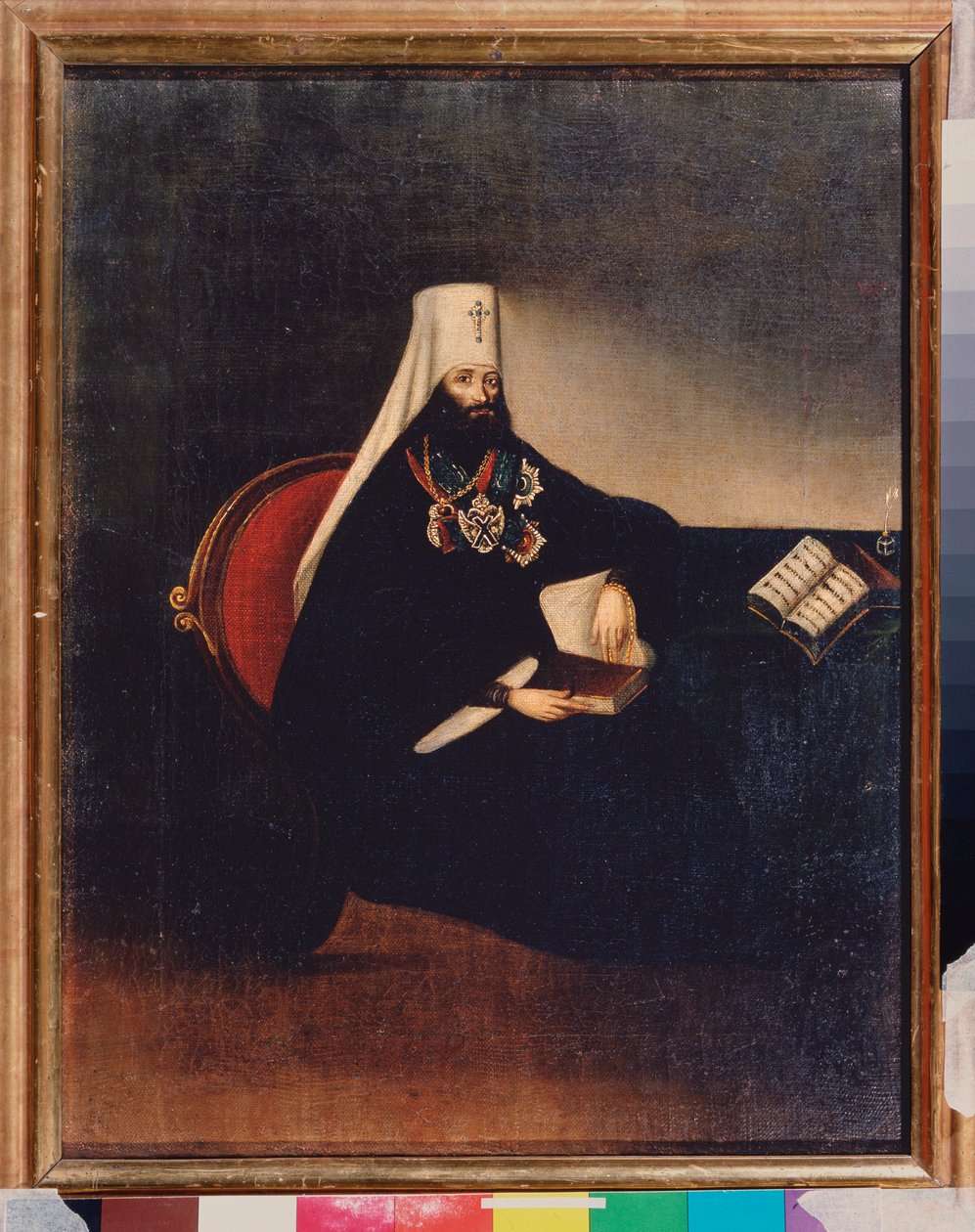 Filaret moszkvai metropolita (1782-1867) portréja. Névtelen festmény, olaj, vászon, 19. század eleje. Orosz művészet, primitivizmus. Állami Történeti Múzeum, Moszkva. alkotó: School Russian