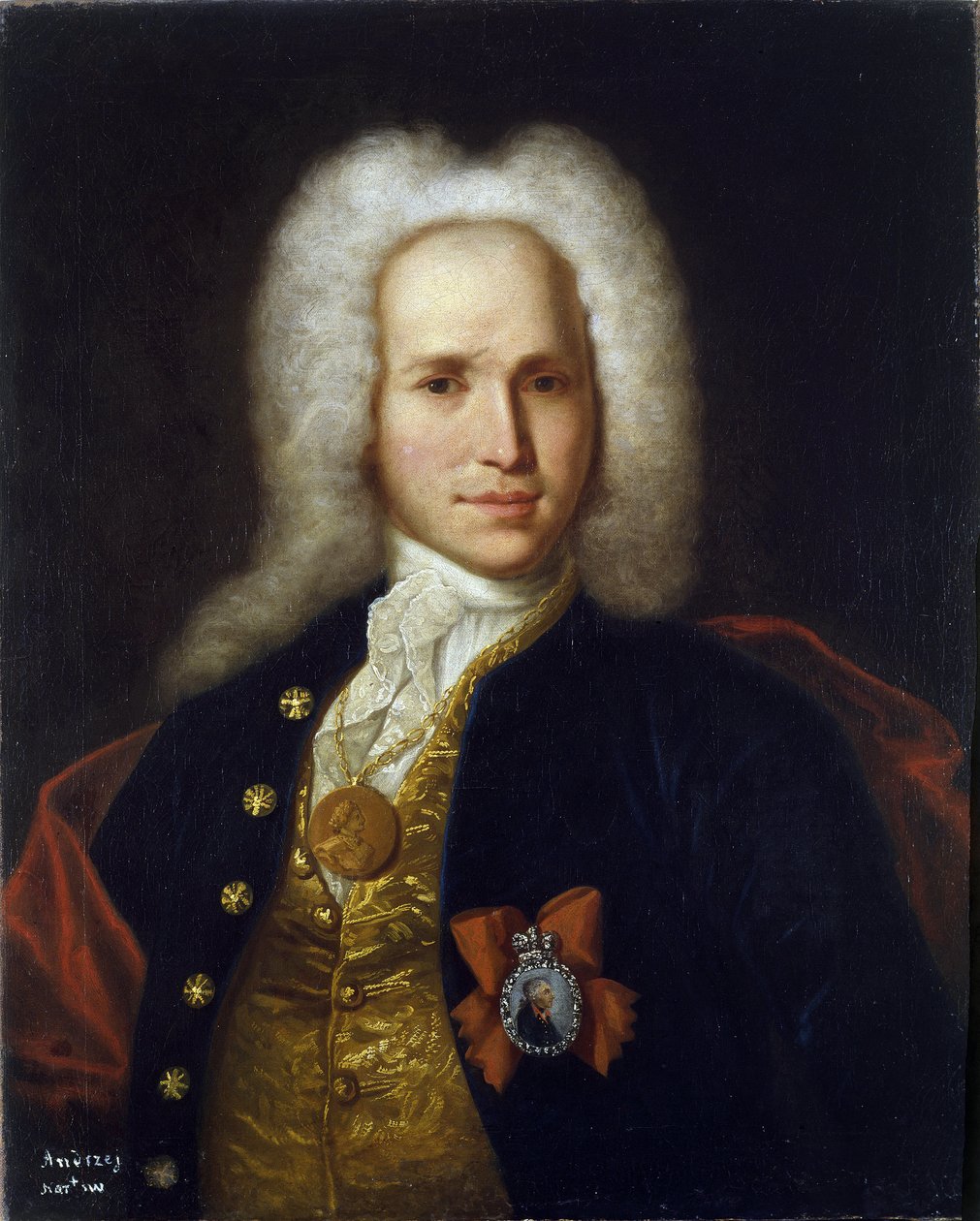 Andrej Nartov (1683-1756) tudós, hadmérnök és feltaláló portréja. (A. Nartov tudós, hadmérnök és feltaláló portréja). Névtelen festmény, olaj, vászon, 1725 körül. Orosz művészet alkotó: School Russian