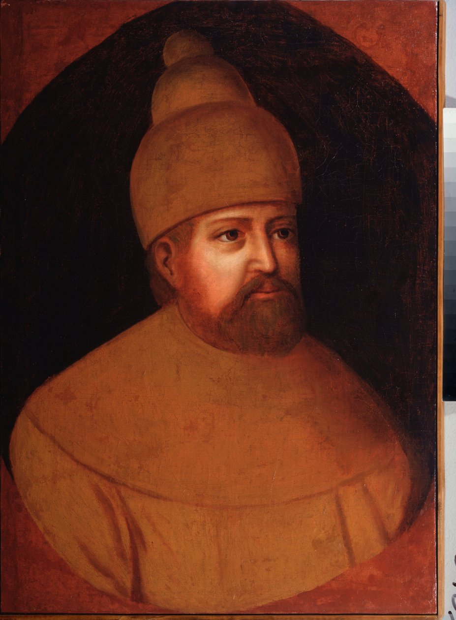 I. Mihály Fjodorovics Romanov orosz cár (1596-1645) portréja. Orosz mester festménye, olaj, vászon, XVII. század második fele. Hagyományos orosz művészet. Regionális Művészeti Múzeum, Rostov-on-Don (Oroszország). alkotó: School Russian