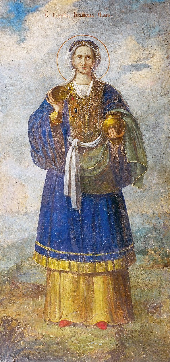 Szent Olga, Kijev hercegnője, 1700 körül (freskó) alkotó: School Russian