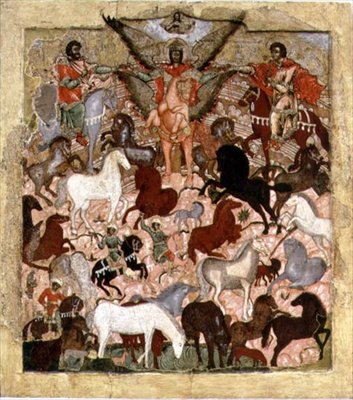 Mihály arkangyal csodája, orosz ikon, 17. század vége – 18. század eleje (tempera a panelen) alkotó: School Russian