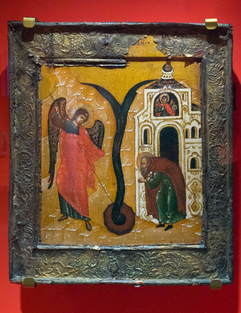 "Mihály arkangyal csodája Chonae-ban" 17. század (tempera, fa) alkotó: School Russian