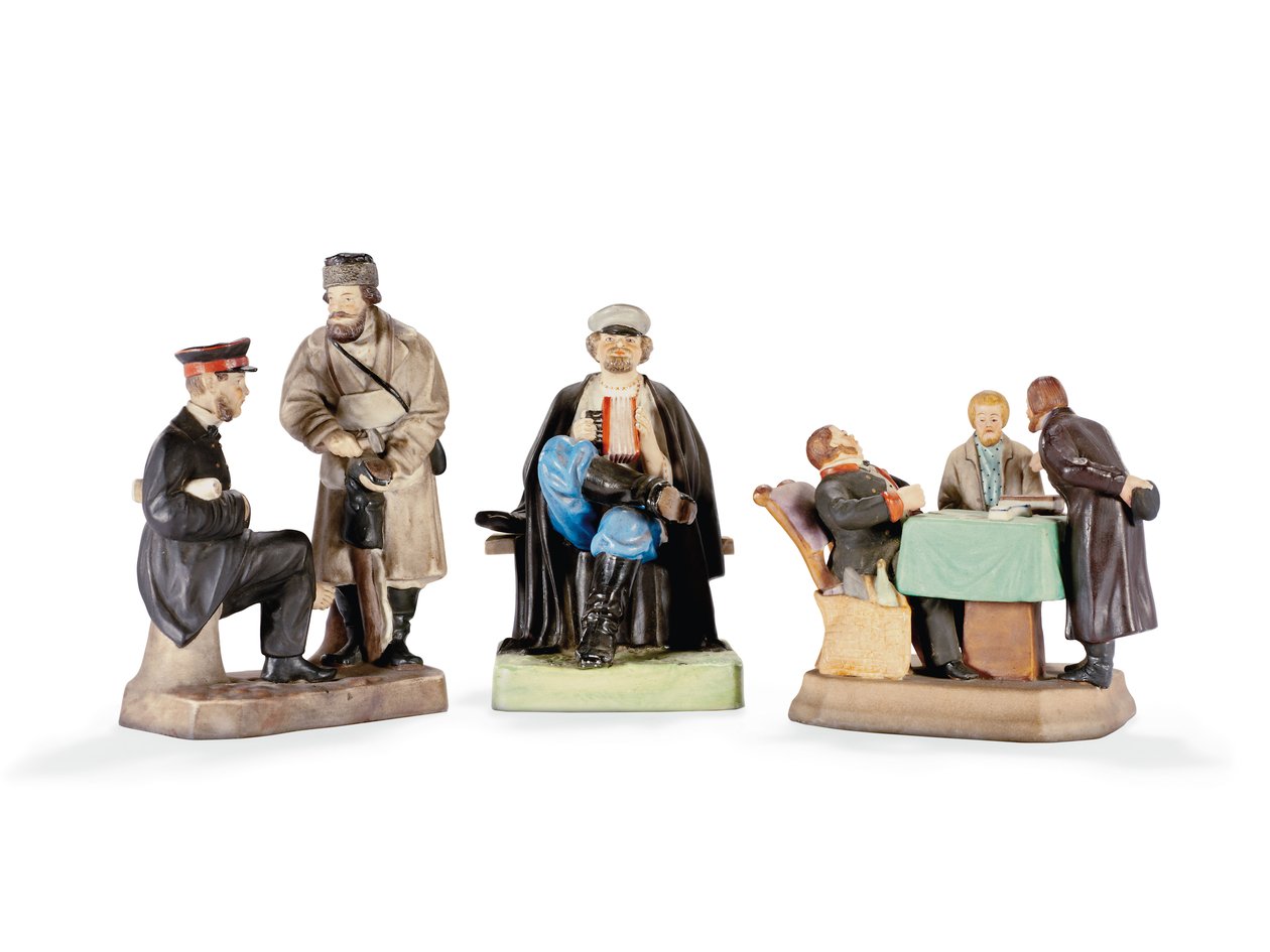 Három porcelán figuracsoport a Gardner Porcelángyártól, 19. század vége (porcelán) alkotó: School Russian