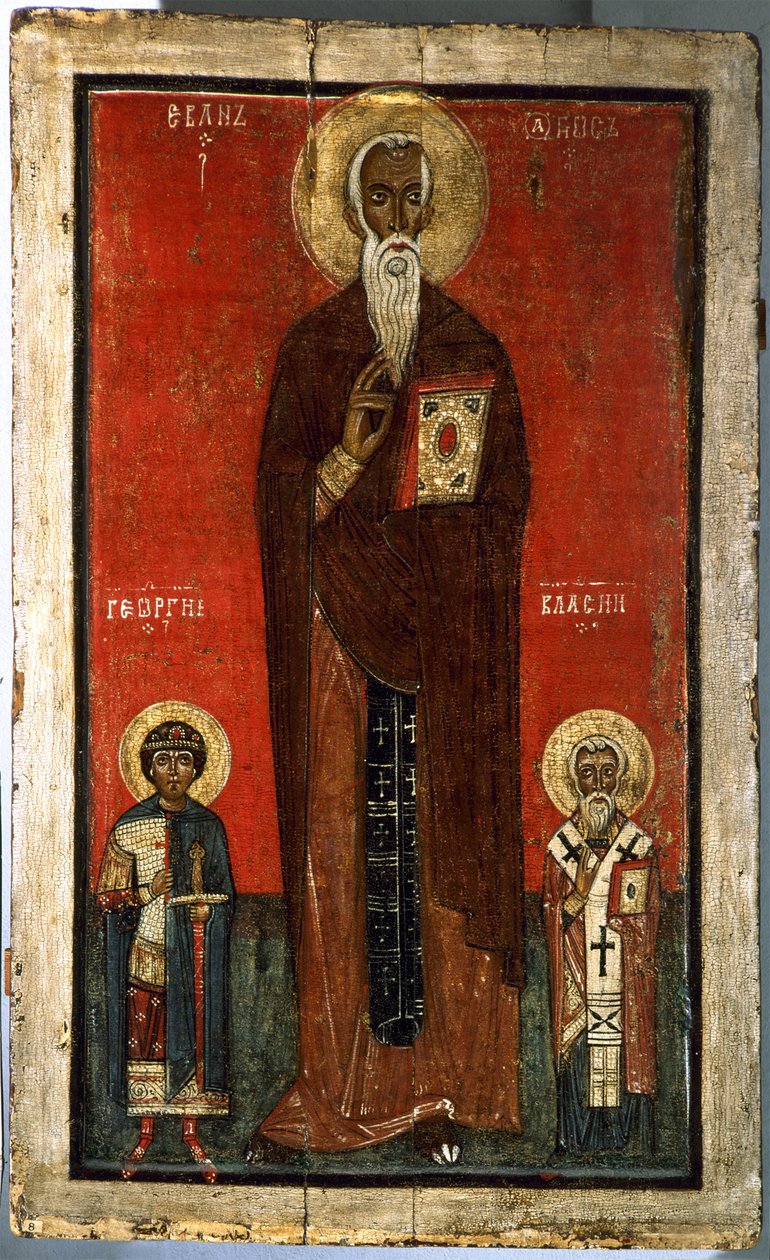 Climacus Szent János Szent Györggyel és Szent Blaise orosz ikon 13. századi Állami orosz múzeum Szentpétervár alkotó: School Russian