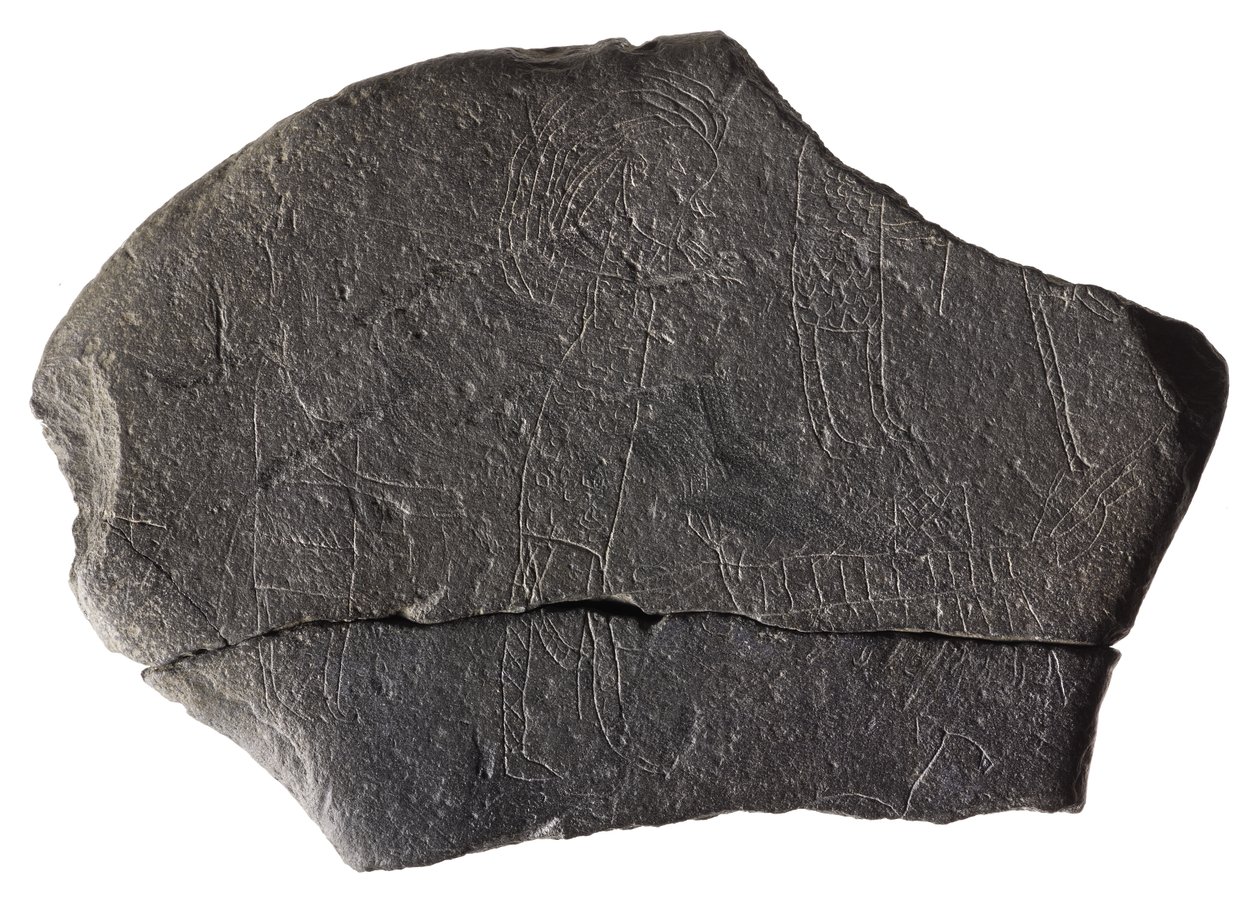 Túszkő, a kora középkori szigeti kolostorból, Inchmarnock, Bute, Skócia, Kr. u. 8-9. század (pala) alkotó: Scottish School