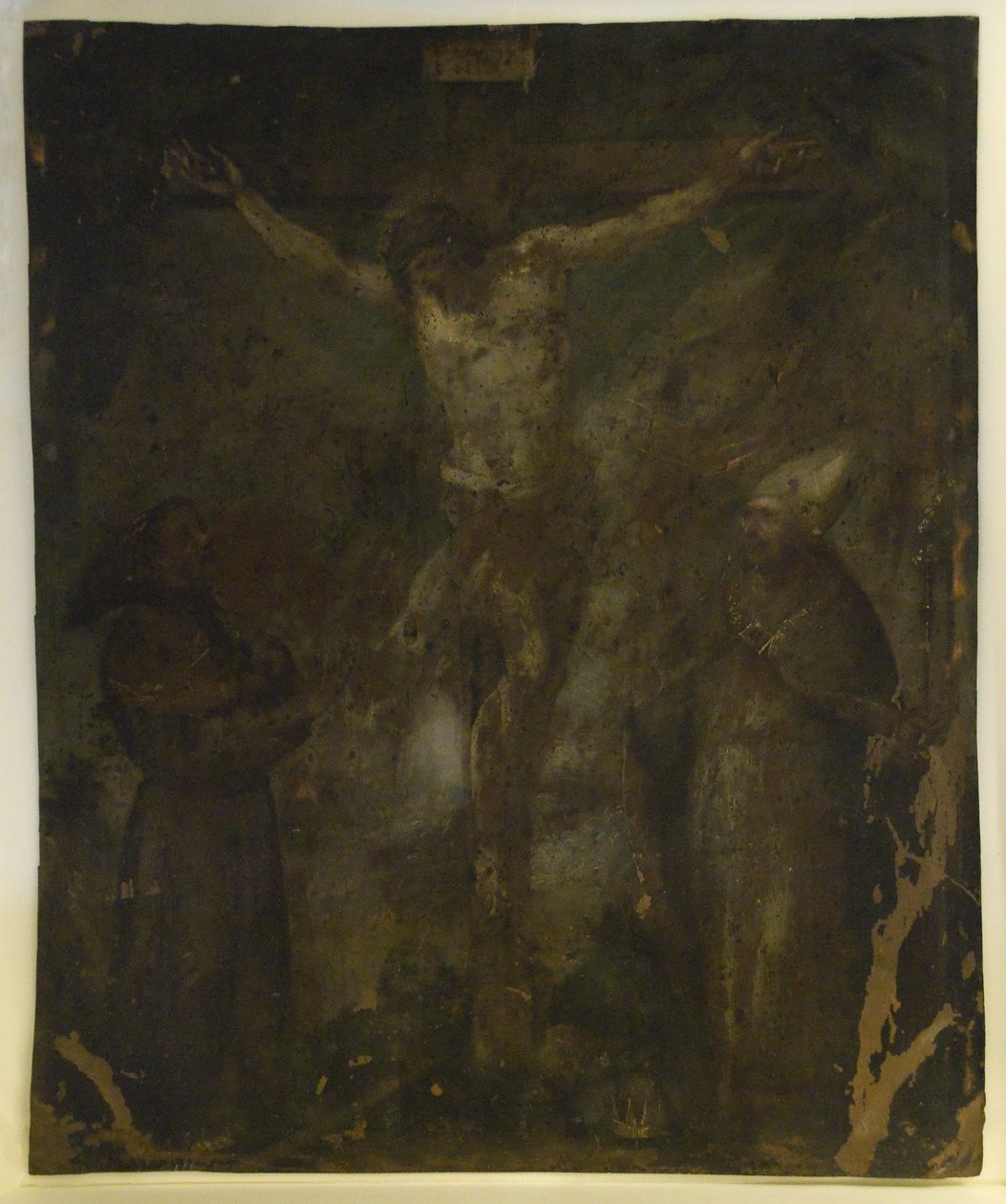 Keresztre feszítés (Madonna On Verso) (olaj a rézre) alkotó: School Spanish