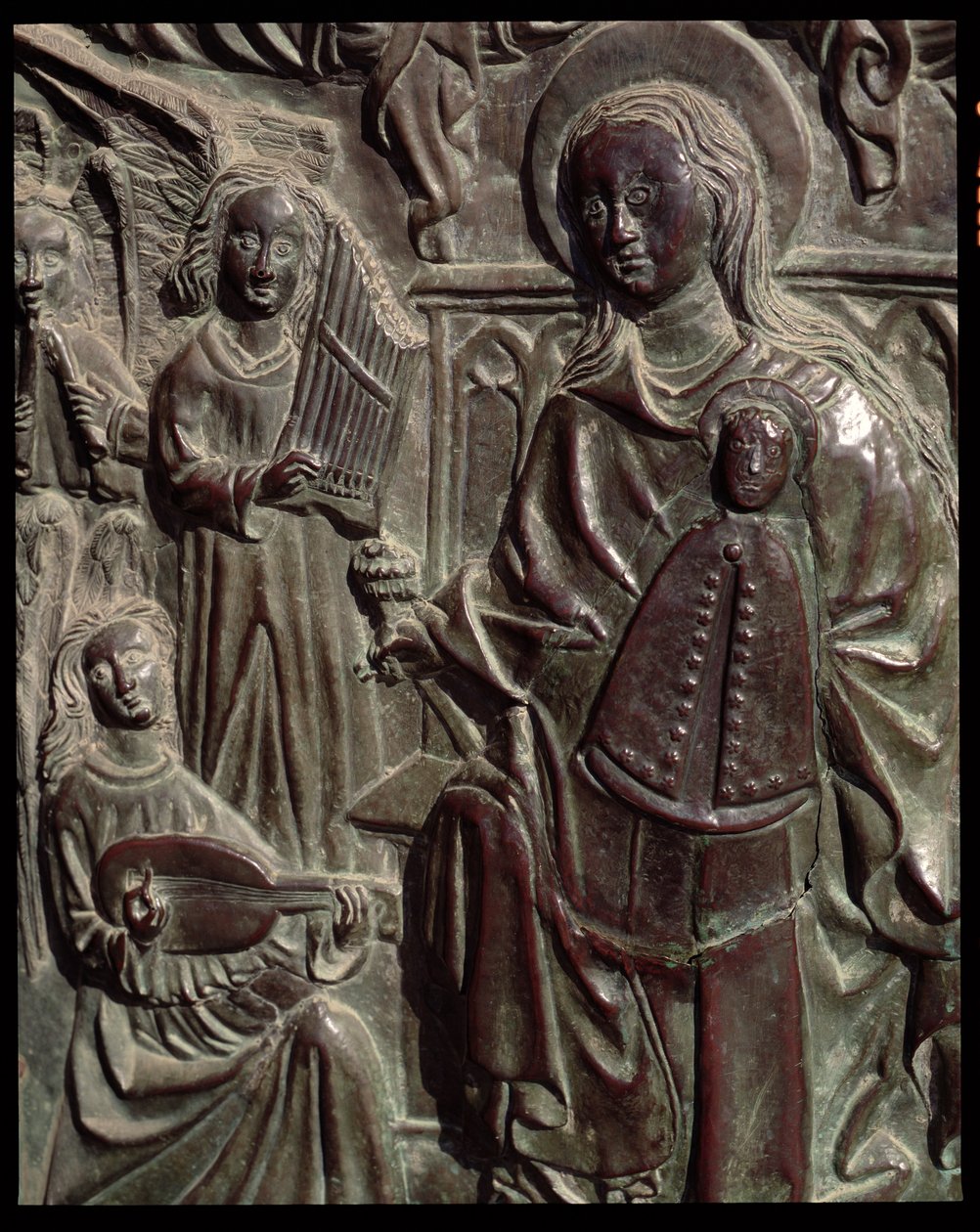 Guadalupe-i Szűzanya angyalokkal (bronz) alkotó: School Spanish