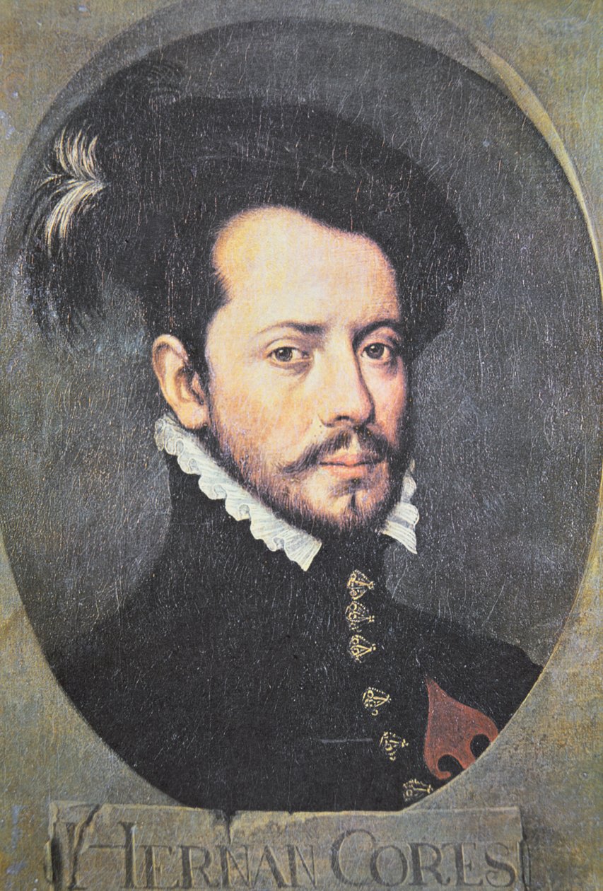 Hernan Cortes portréja (színes litó) alkotó: School Spanish