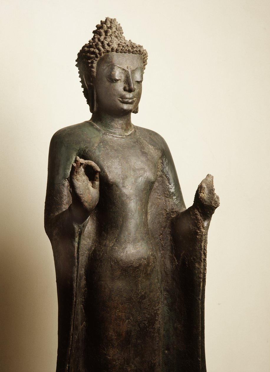A Tvatissima mennyországból alászálló Buddha, Daravati időszak (bronz) alkotó: School Thai