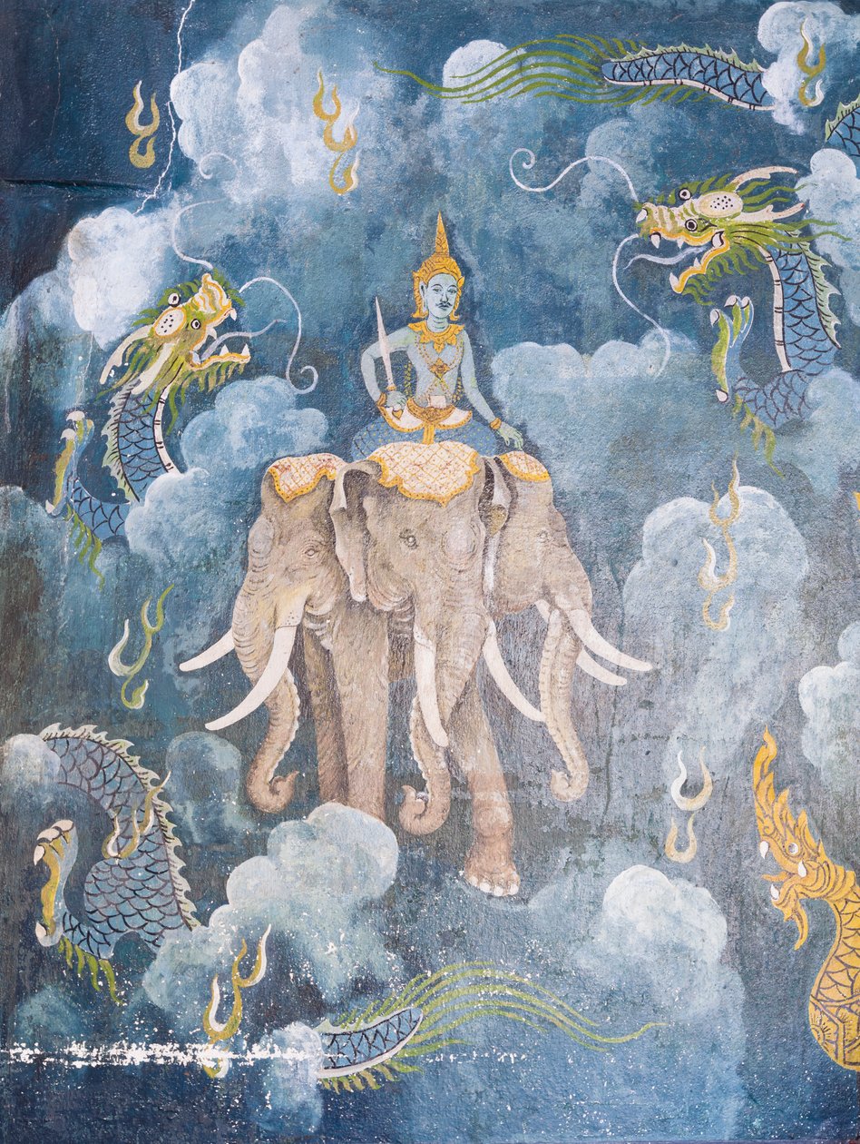 Freskó, amely Buddha életének egy jelenetét ábrázolja, Wat Phra That Doi Suthep templom (freskó) alkotó: School Thai