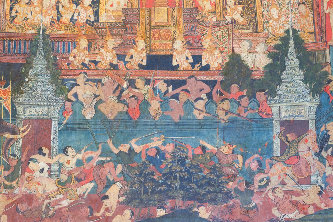 Falfestmények a Buddhaisawan kápolnában, Wang Na palotája alkotó: School Thai