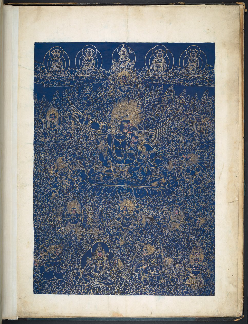 Hozzáadás. Vagy. 3050    Egy 12 tibeti isteneket ábrázoló rajz egyike egy tibeti művésztől, valószínűleg Lhászában, 1800 körül    (guache papíron) alkotó: School Tibetan